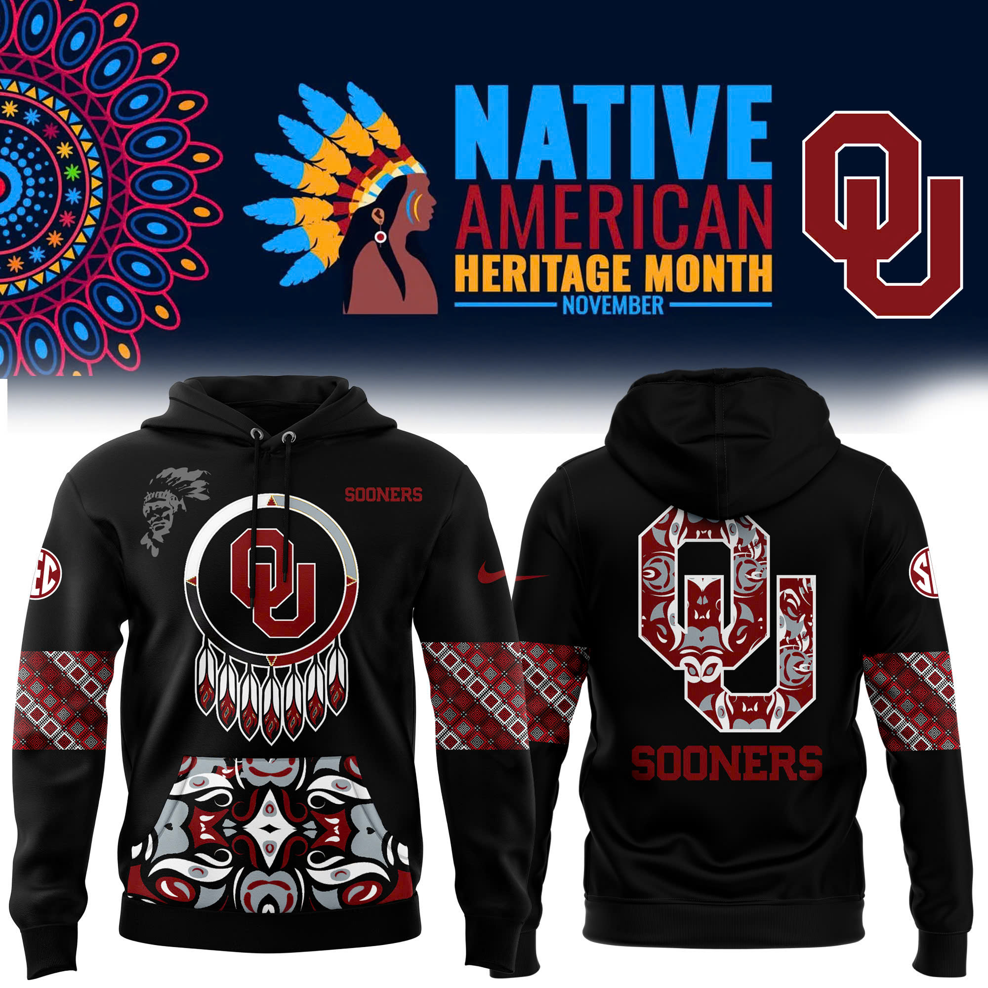 Unise Oklahoma Sooners Native American Heritage Month Premium Pullover Hoodie - Famjoys Unise Oklahoma Sooners Native American Heritage Month Premium Pullover Hoodie - Famjoys