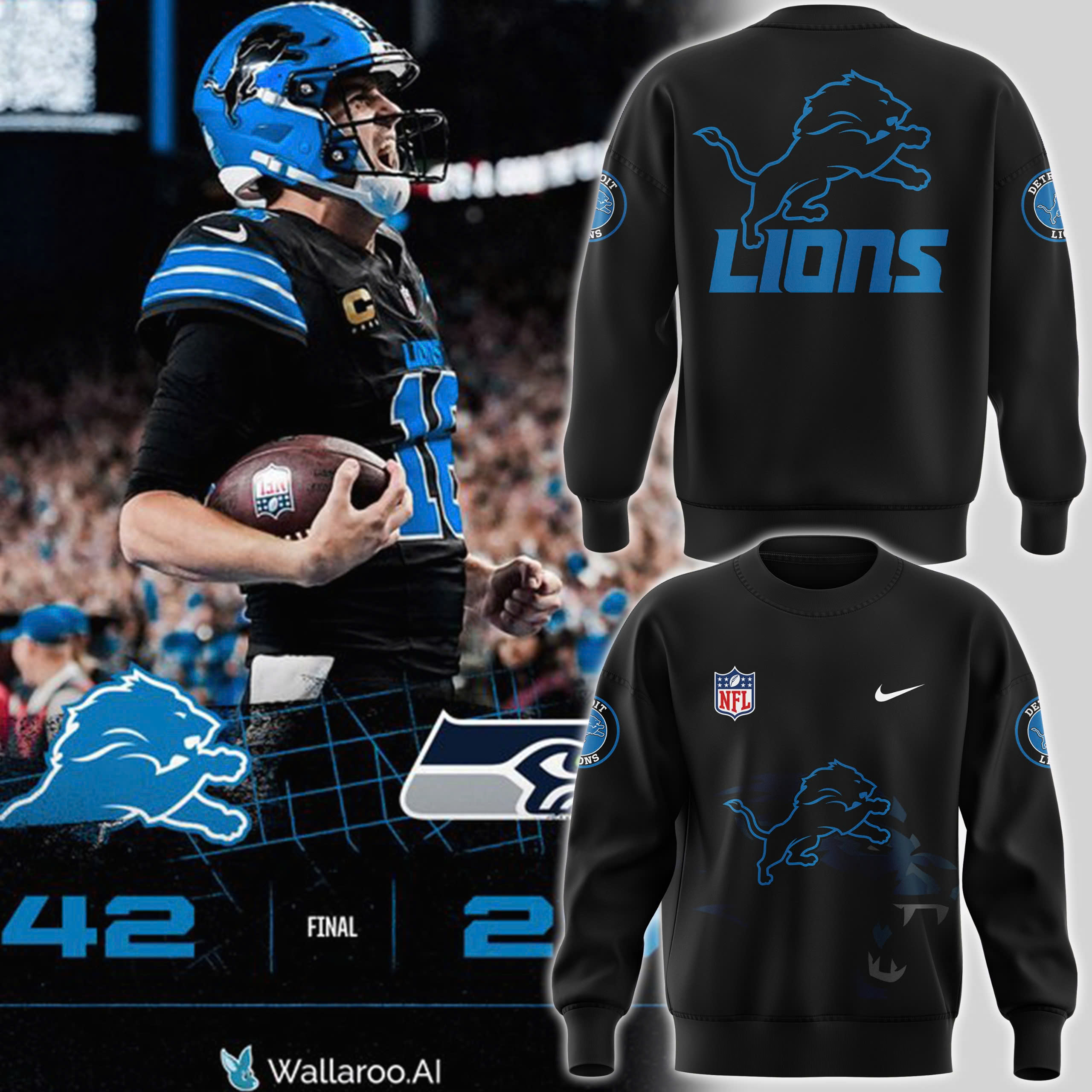 Unisex Black Detroit Lions Elements UnFleece Pullover Sweatshirt - Famjoys Unisex Black Detroit Lions Elements UnFleece Pullover Sweatshirt - Famjoys