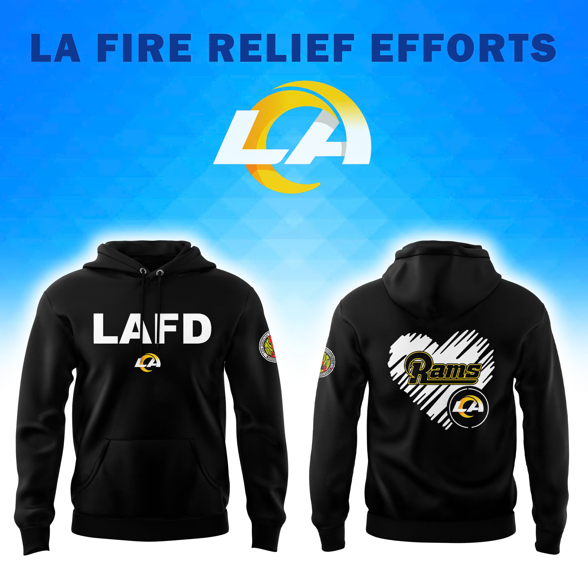 Unisex Black Los Angeles Rams LAFD TShirt | Jogger | Cap - Famjoys Unisex Black Los Angeles Rams LAFD TShirt | Jogger | Cap - Famjoys