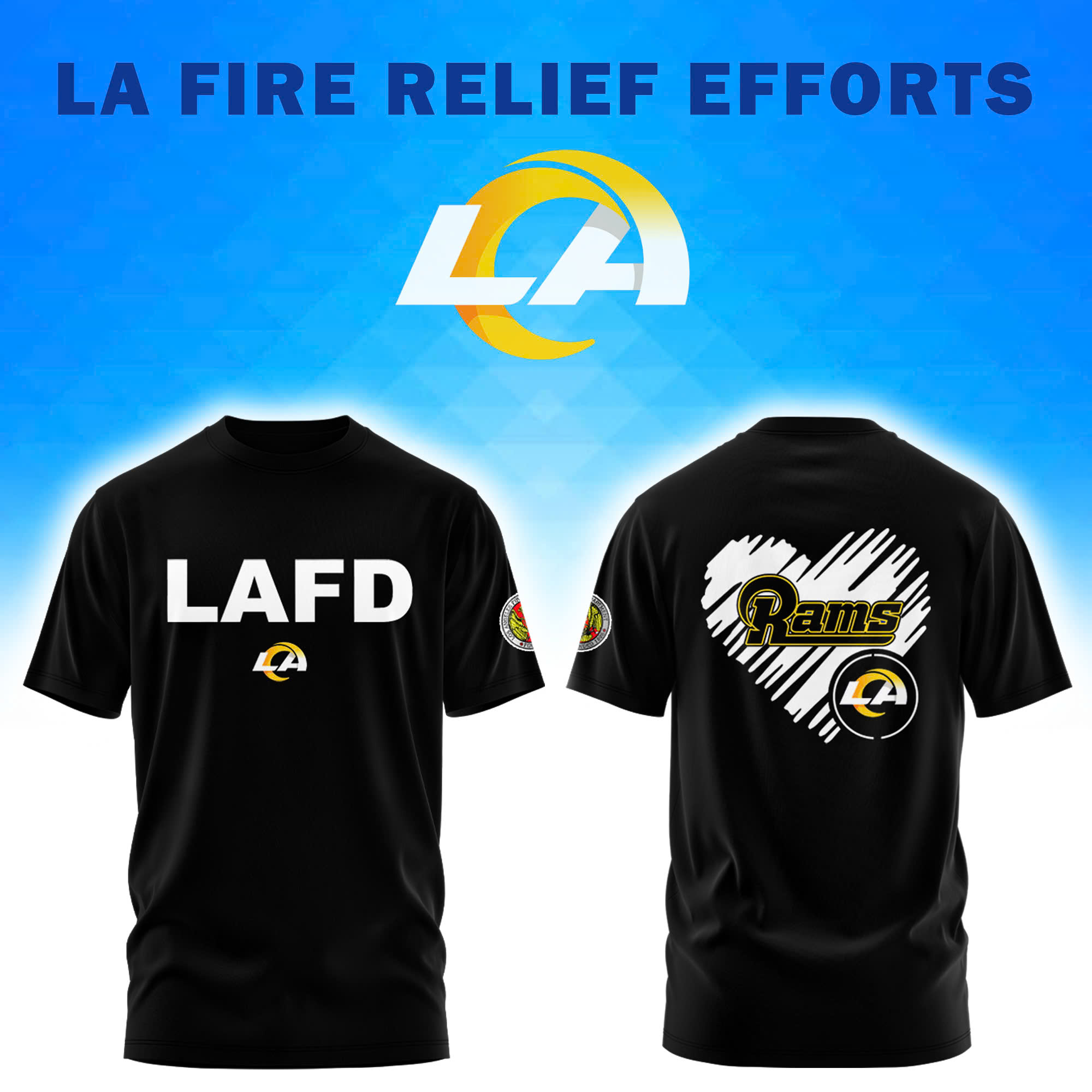 Unisex Black Los Angeles Rams LAFD TShirt | Jogger | Cap - Famjoys Unisex Black Los Angeles Rams LAFD TShirt | Jogger | Cap - Famjoys