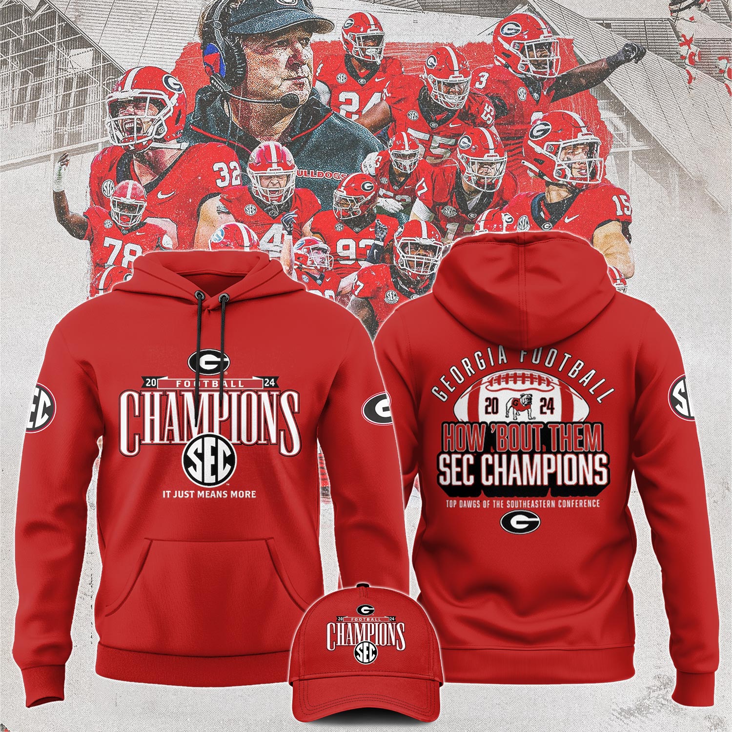 Unisex Georgia Bulldogs SEC Football Conference Champions Hoodie - Famjoys Unisex Georgia Bulldogs SEC Football Conference Champions Hoodie - Famjoys