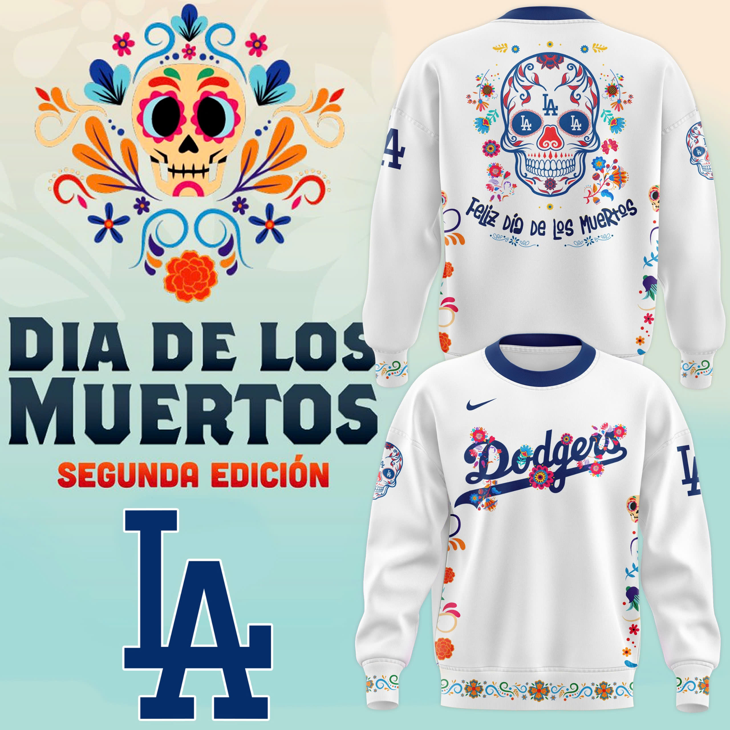 Unisex Los Angeles Dodgers Dia De Los Muertos Premium Sweatshirt - Famjoys Unisex Los Angeles Dodgers Dia De Los Muertos Premium Sweatshirt - Famjoys