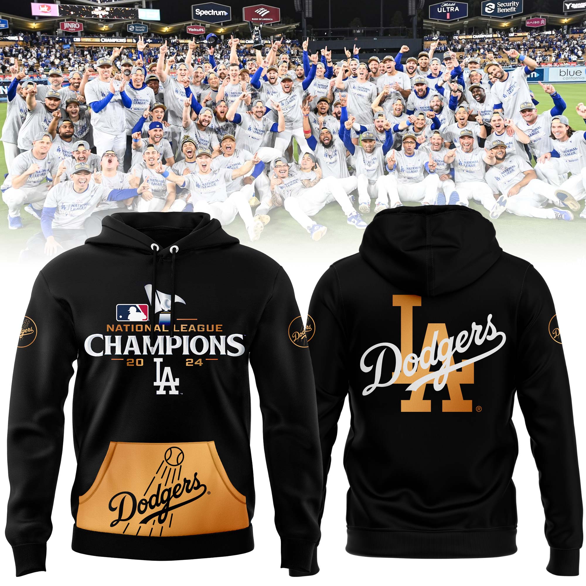 Unisex Los Angeles Dodgers National League Champions Locker Room Hoodie - Famjoys Unisex Los Angeles Dodgers National League Champions Locker Room Hoodie - Famjoys