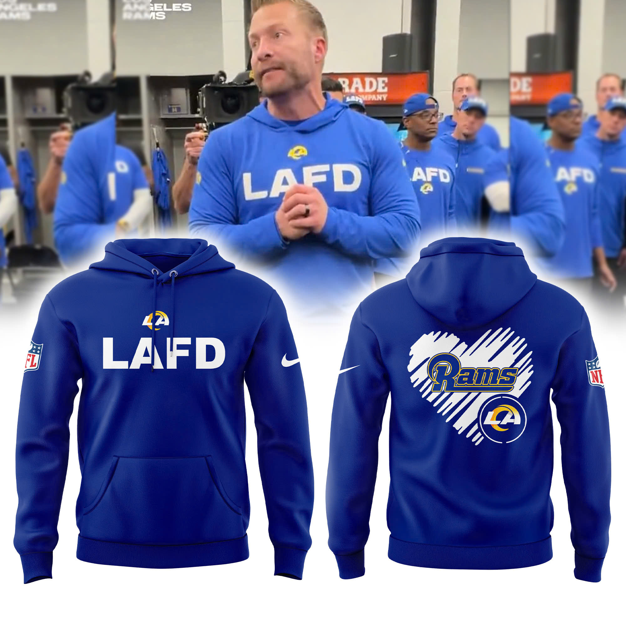 Unisex Los Angeles Rams LAFD Hoodie| Jogger | Cap - Famjoys Unisex Los Angeles Rams LAFD Hoodie| Jogger | Cap - Famjoys