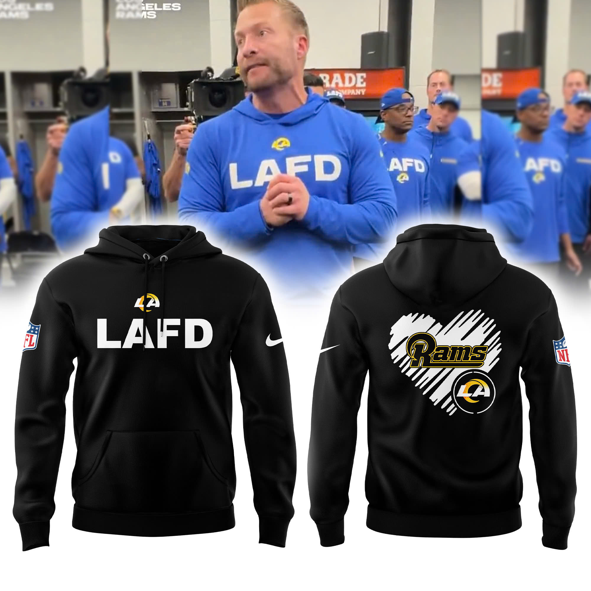 Unisex Los Angeles Rams LAFD Hoodie| Jogger | Cap - Famjoys Unisex Los Angeles Rams LAFD Hoodie| Jogger | Cap - Famjoys