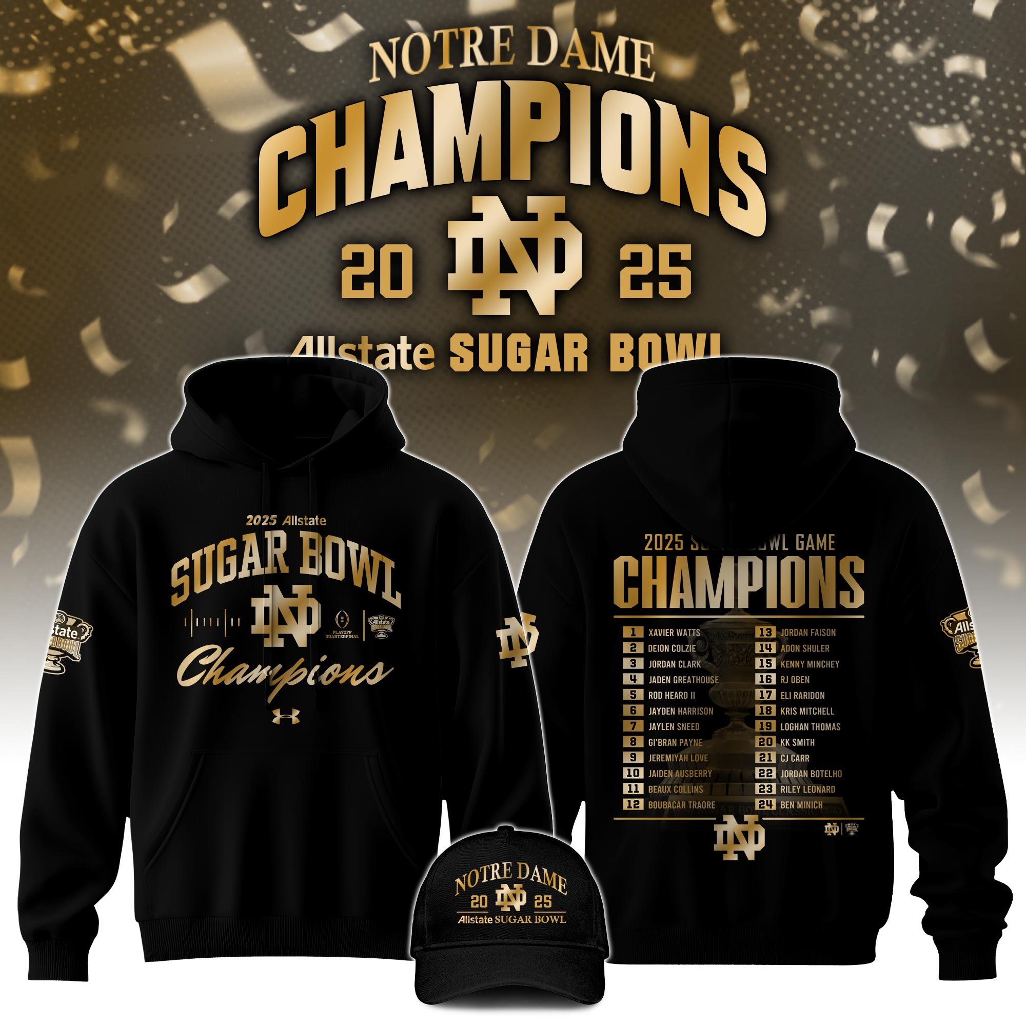 Unisex Notre Dame Allstate Sugar Bowl Champions Hoodie s - Famjoys Unisex Notre Dame Allstate Sugar Bowl Champions Hoodie s - Famjoys