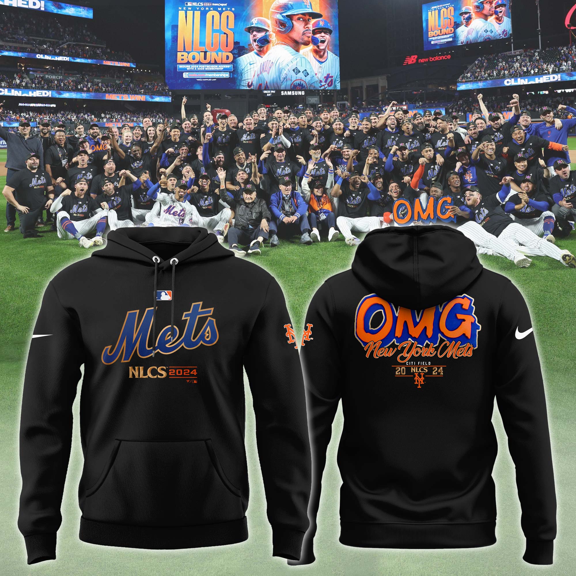 Unisex NYM Black NLCS Hoodie - Famjoys Unisex NYM Black NLCS Hoodie - Famjoys