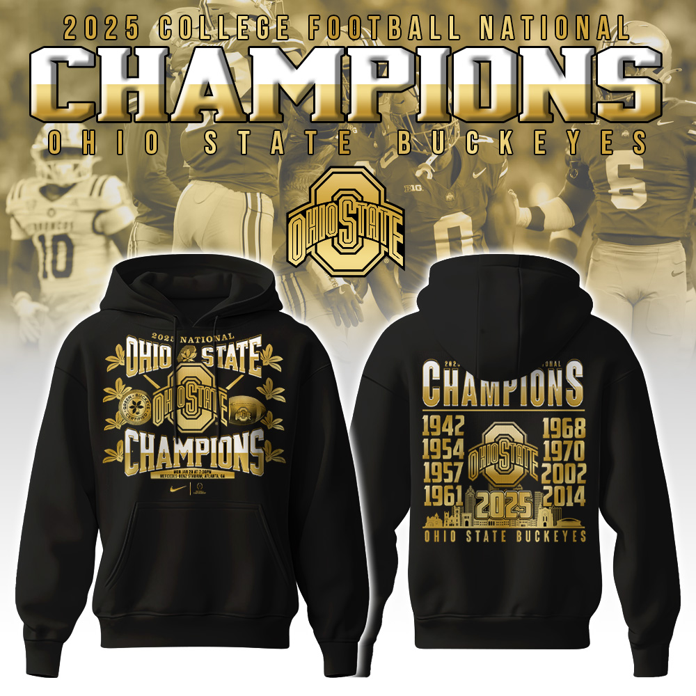 Unisex Ohio State Buckeyes National Champions Hoodie Golden Edition - Famjoys Unisex Ohio State Buckeyes National Champions Hoodie Golden Edition - Famjoys