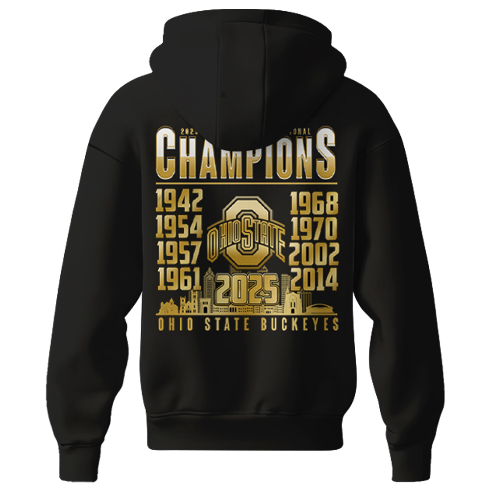 Unisex Ohio State Buckeyes National Champions Hoodie Golden Edition - Famjoys Unisex Ohio State Buckeyes National Champions Hoodie Golden Edition - Famjoys