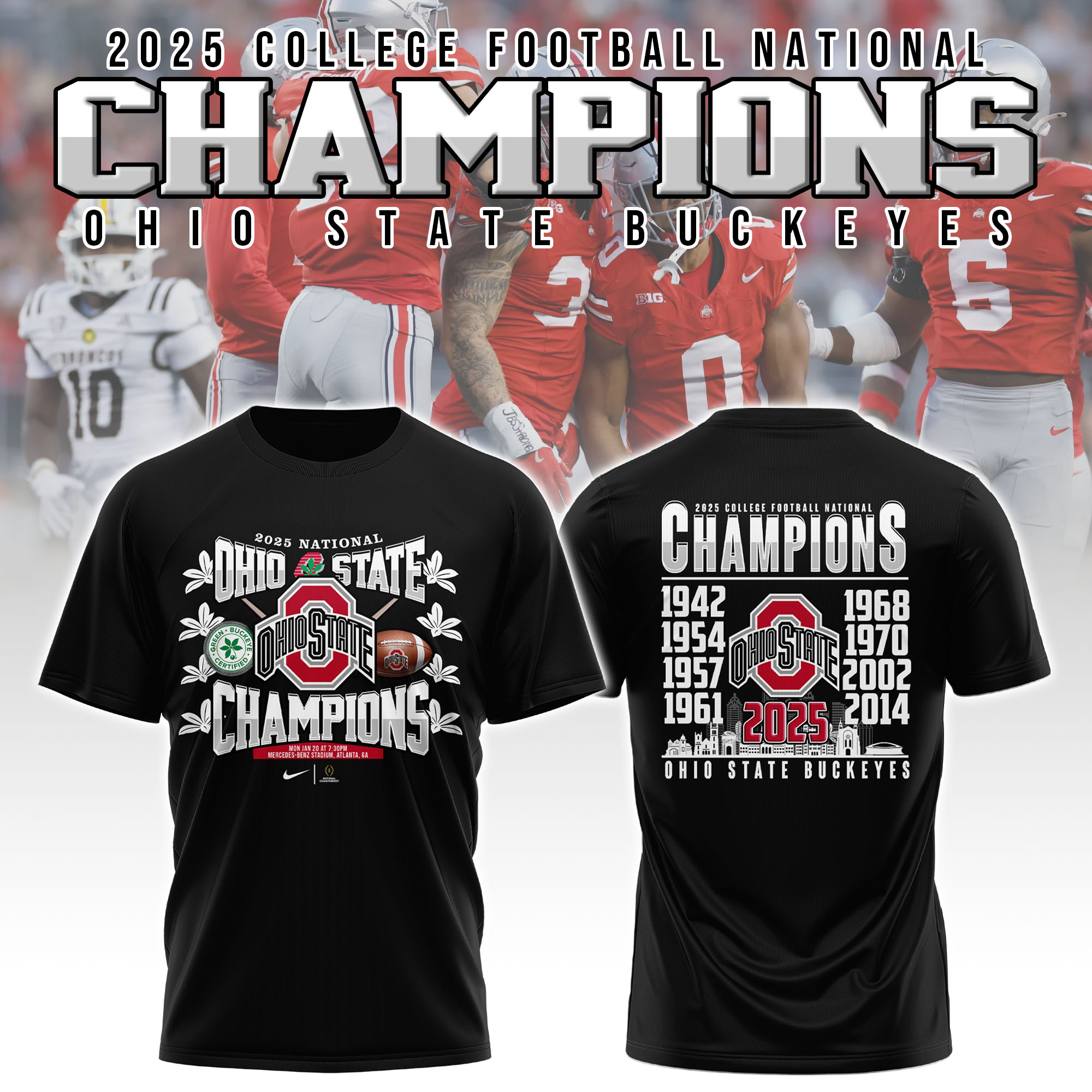 Unisex Ohio State Buckeyes National Champions TShirt - Famjoys Unisex Ohio State Buckeyes National Champions TShirt - Famjoys
