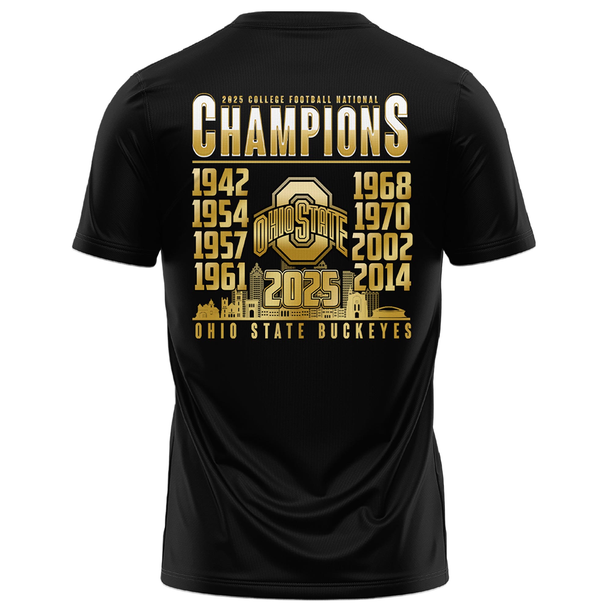 Unisex Ohio State Buckeyes National Champions TShirt Golden Edition - Famjoys Unisex Ohio State Buckeyes National Champions TShirt Golden Edition - Famjoys