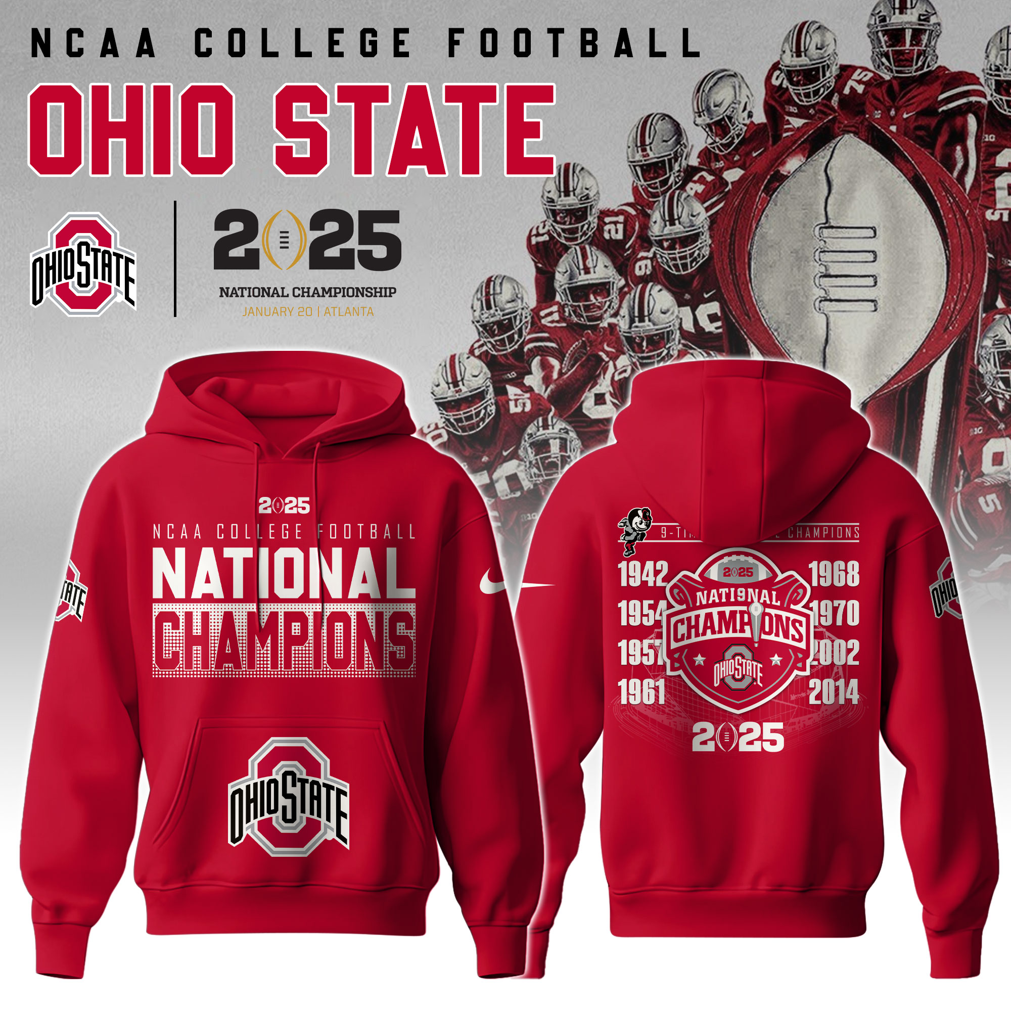 Unisex Ohio State National Champions 2025 Hoodie V2 - Famjoys Unisex Ohio State National Champions 2025 Hoodie V2 - Famjoys