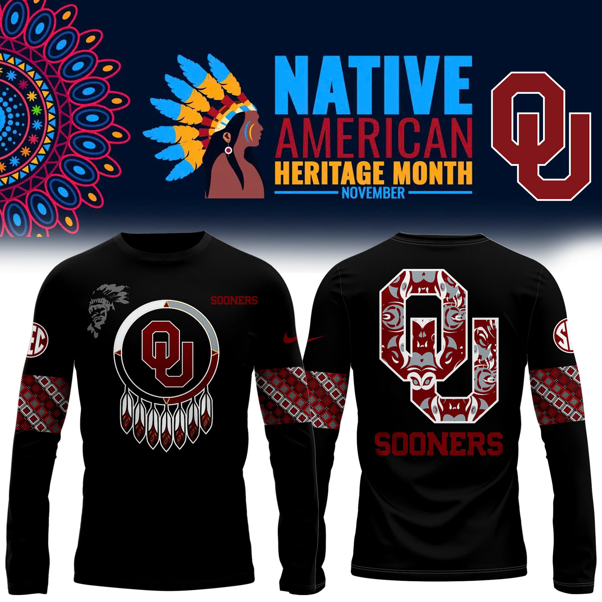 Unisex Oklahoma Sooners Native American Heritage Month Premium Long Sleeve Shirt - Famjoys Unisex Oklahoma Sooners Native American Heritage Month Premium Long Sleeve Shirt - Famjoys