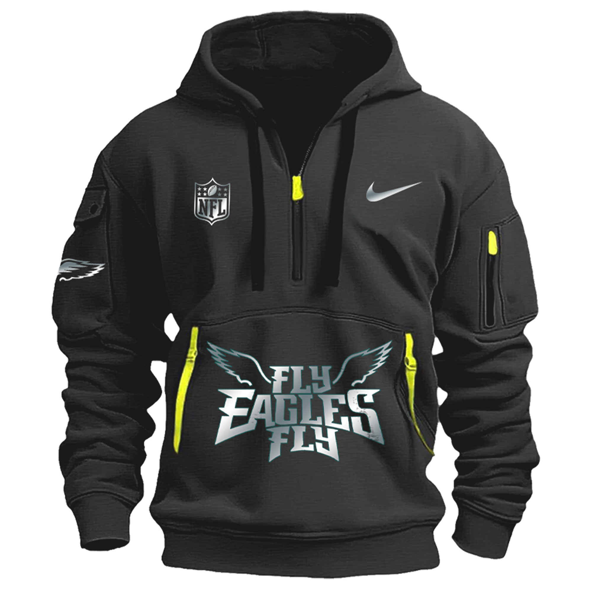 Unisex Philadelphia Eagles 2025 Black New Hoodie Jersey - Famjoys Unisex Philadelphia Eagles 2025 Black New Hoodie Jersey - Famjoys