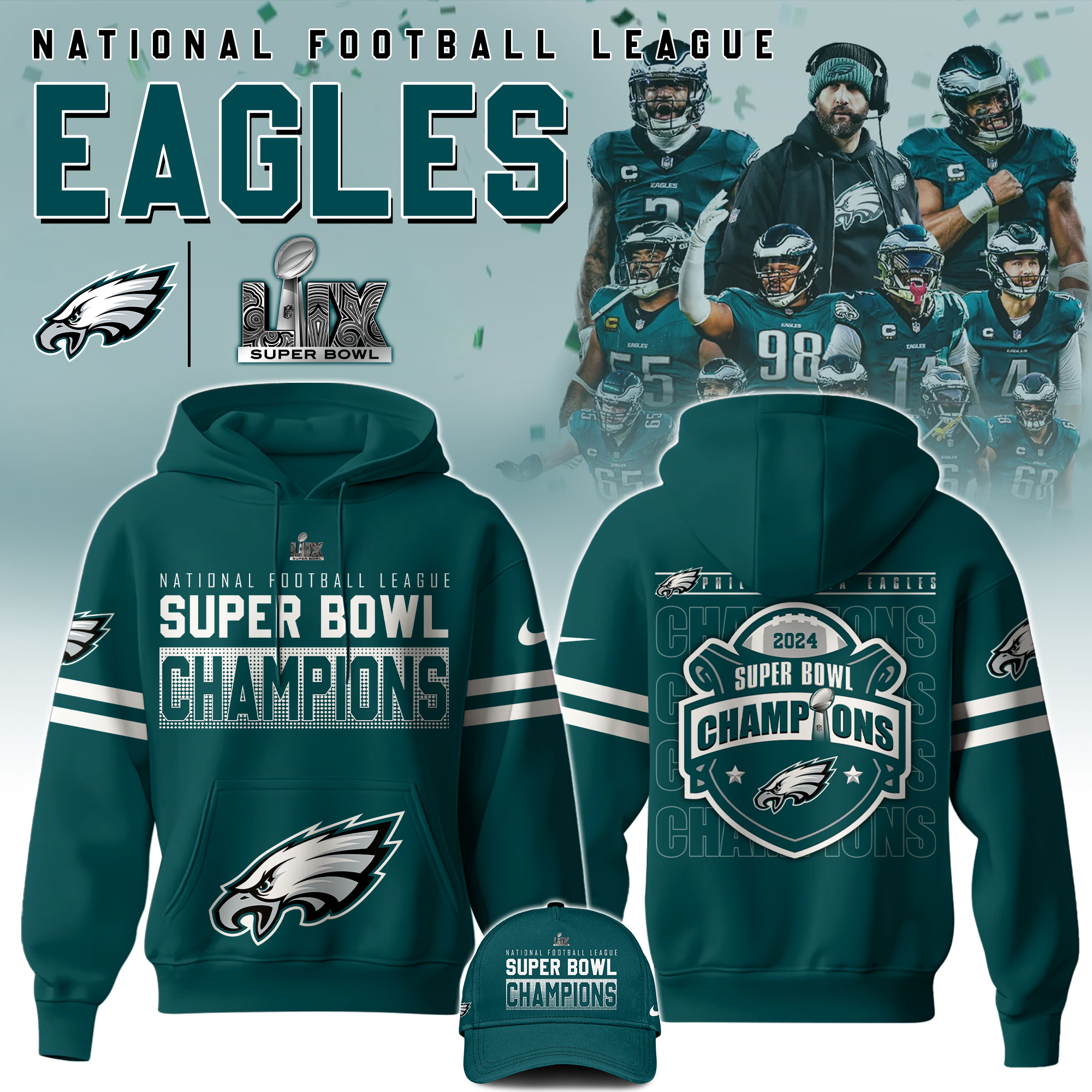 Unisex Philadelphia Eagles Super Bowl Champions Hoodie sD5 - Famjoys Unisex Philadelphia Eagles Super Bowl Champions Hoodie sD5 - Famjoys