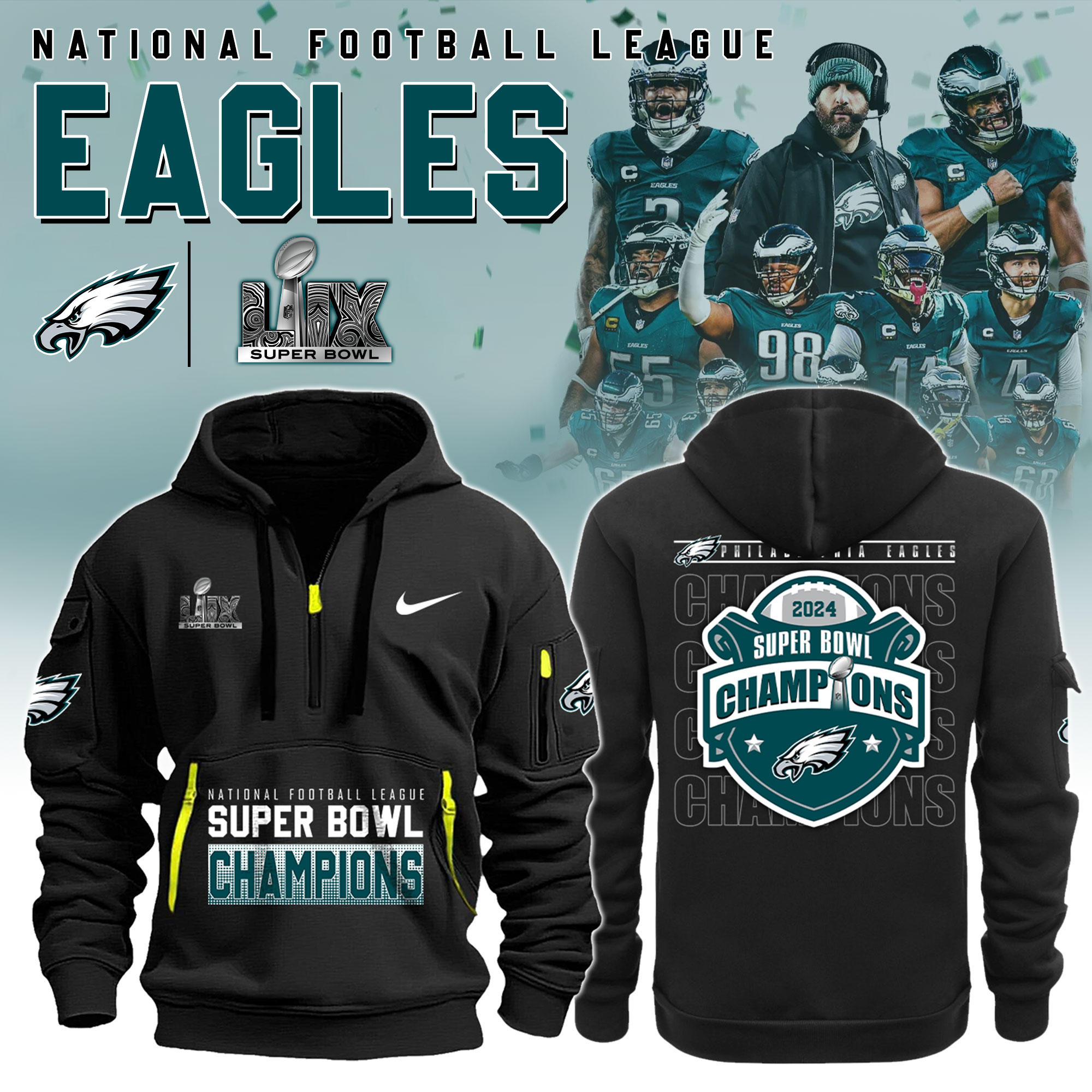 Unisex Philadelphia Eagles Super Bowl Champions New Hoodie s - Famjoys Unisex Philadelphia Eagles Super Bowl Champions New Hoodie s - Famjoys
