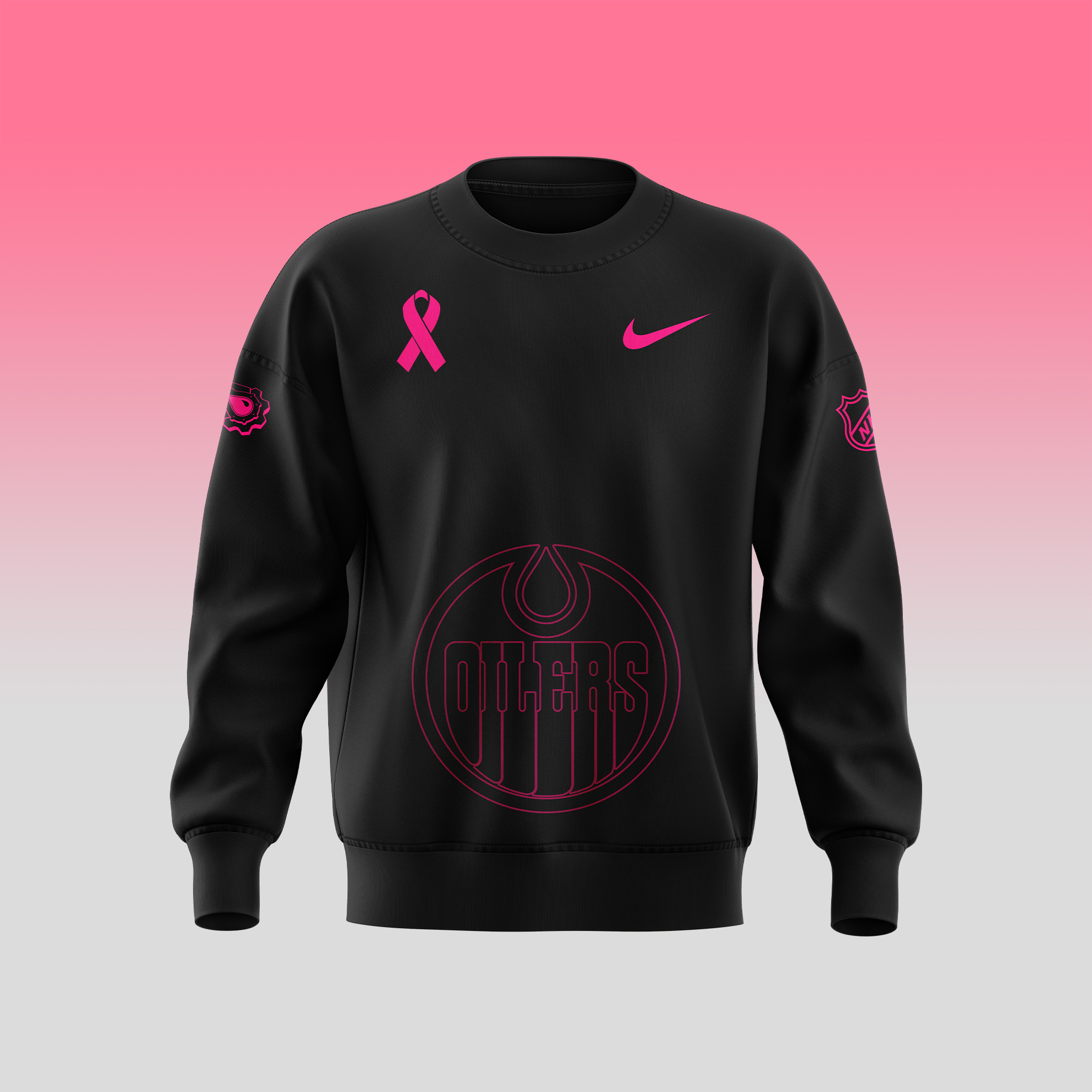 Unisex Pro Edmonton Oilers NHL Breast Cancer Awareness Month Sweatershirt - Famjoys Unisex Pro Edmonton Oilers NHL Breast Cancer Awareness Month Sweatershirt - Famjoys