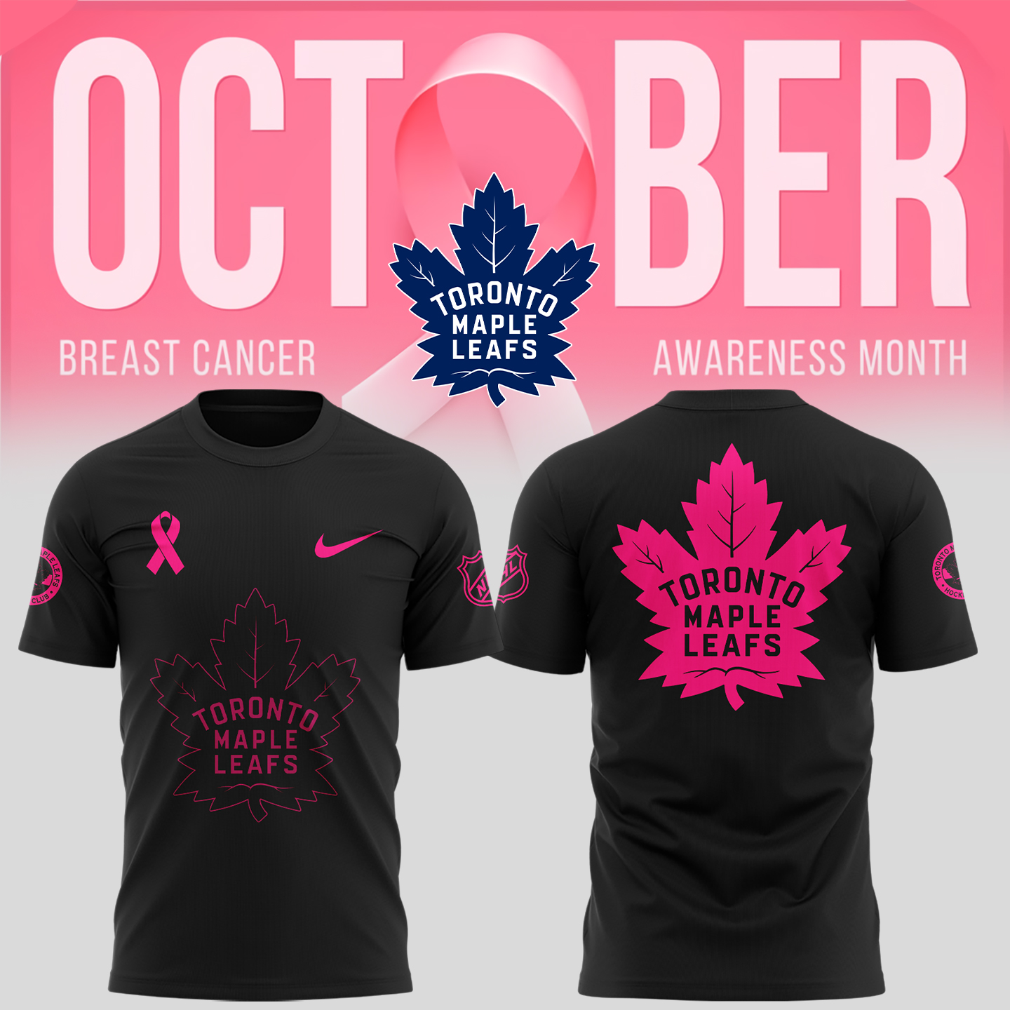 Unisex Pro Toronto Maple Leafs NHL Breast Cancer Awareness Month Premium Tee - Famjoys Unisex Pro Toronto Maple Leafs NHL Breast Cancer Awareness Month Premium Tee - Famjoys