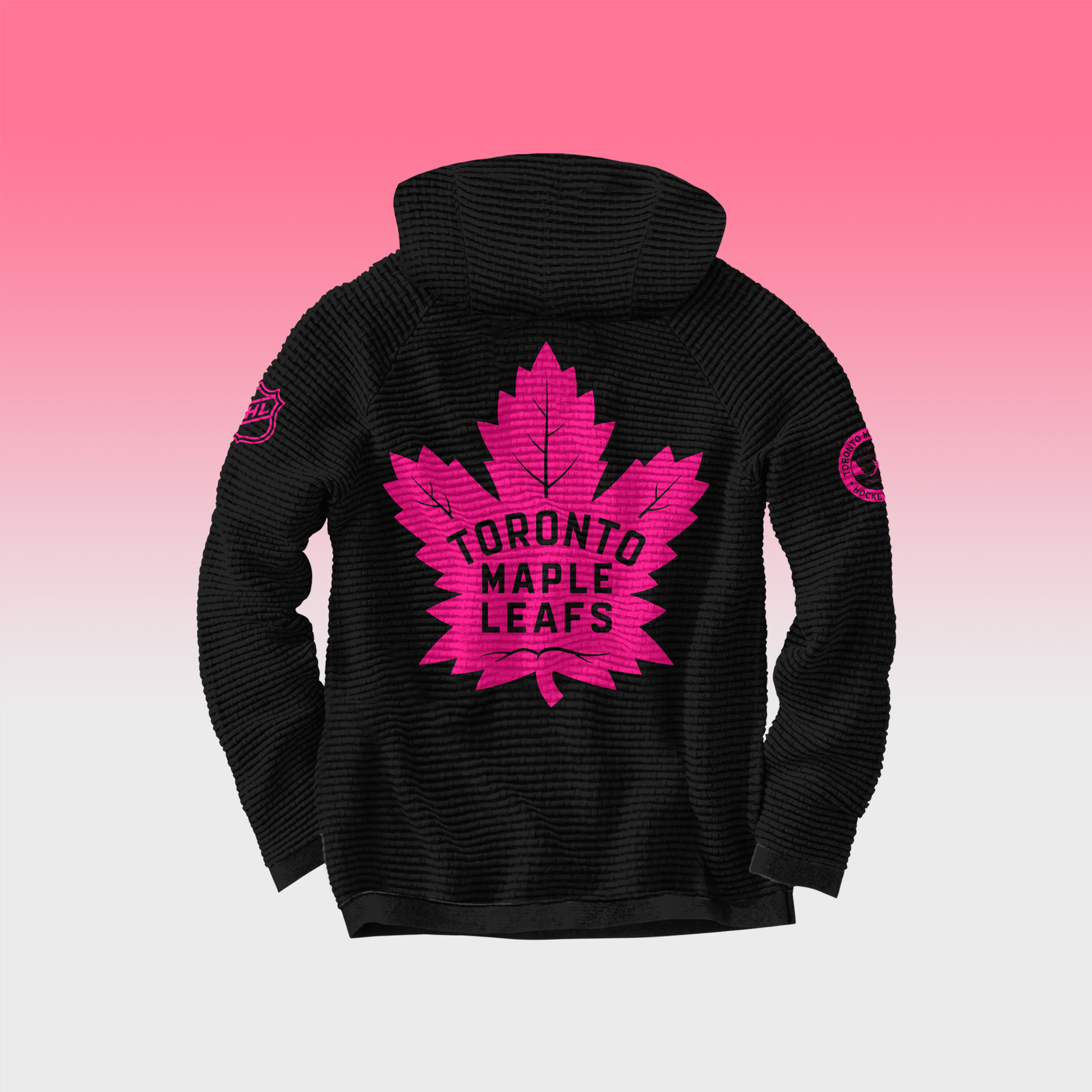 Unisex Toronto Maple Leafs NHL Breast Cancer Awareness Month Waffle Hoodie - Famjoys Unisex Toronto Maple Leafs NHL Breast Cancer Awareness Month Waffle Hoodie - Famjoys