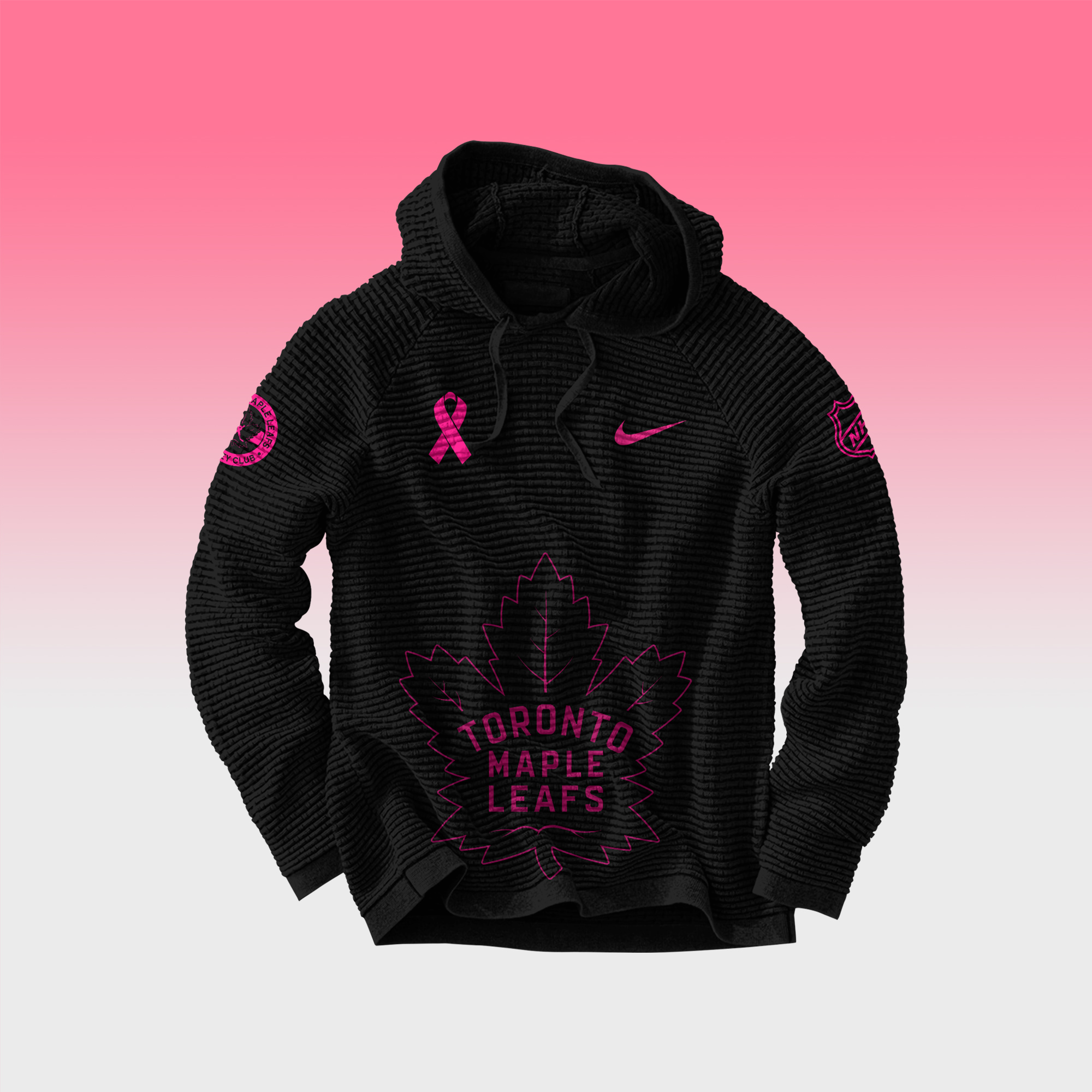 Unisex Toronto Maple Leafs NHL Breast Cancer Awareness Month Waffle Hoodie - Famjoys Unisex Toronto Maple Leafs NHL Breast Cancer Awareness Month Waffle Hoodie - Famjoys