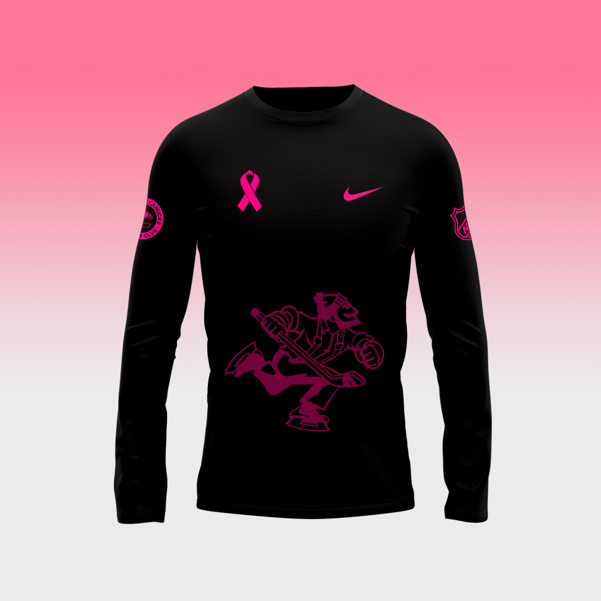 Unisex Vancouver Canucks NHL Breast Cancer Awareness Month Long Sleeve Shirt - Famjoys Unisex Vancouver Canucks NHL Breast Cancer Awareness Month Long Sleeve Shirt - Famjoys