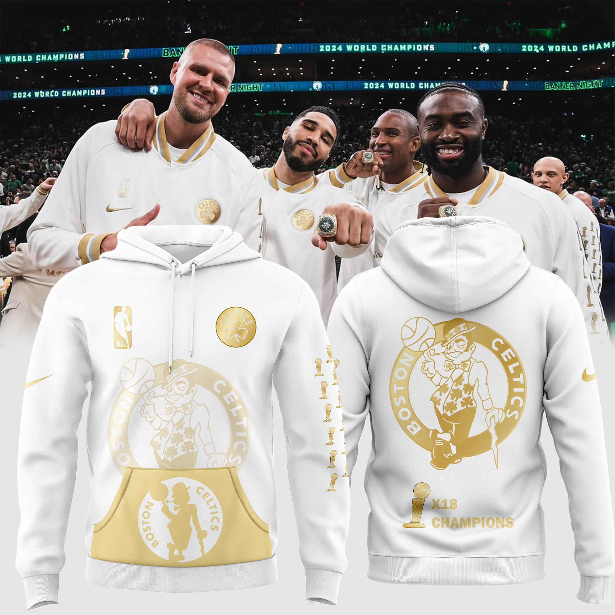 Unisex White Boston Celtics NBA Finals Champions Hoodie - Famjoys Unisex White Boston Celtics NBA Finals Champions Hoodie - Famjoys