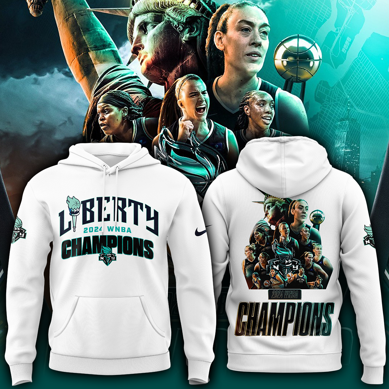 Unisex White New York Liberty WNBA Finals Champions Exclusive Pullover Hoodie - Famjoys Unisex White New York Liberty WNBA Finals Champions Exclusive Pullover Hoodie - Famjoys