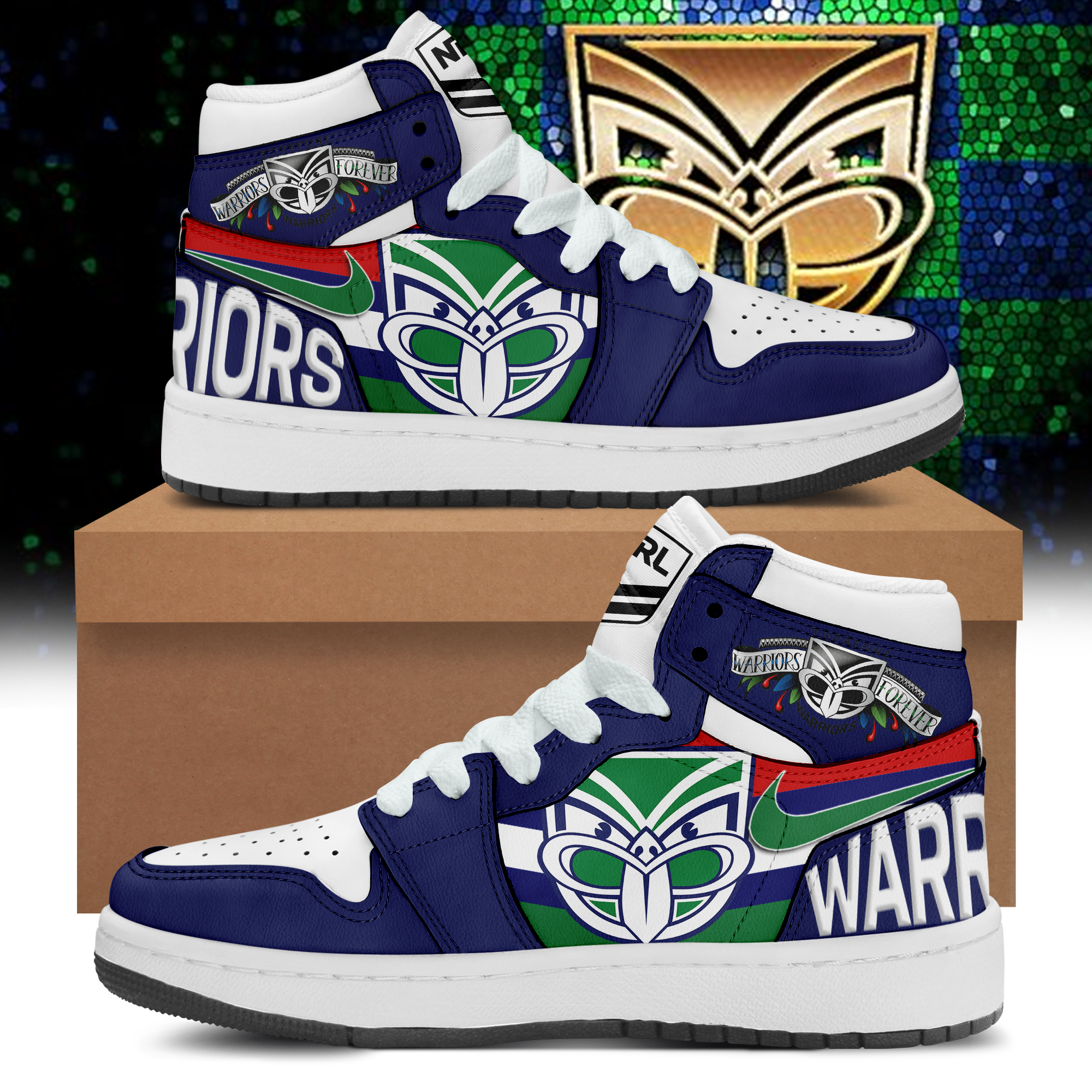 UP THE WAHS One New Zealand Warriors NRL Black Sneakers Personalization Edition - Famjoys UP THE WAHS One New Zealand Warriors NRL Black Sneakers Personalization Edition - Famjoys
