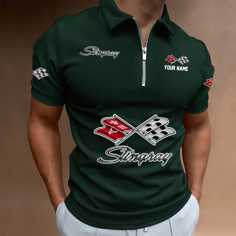 URHLPC1427 Chevrolet Corvette Man Zip Polo Shirt - Famjoys URHLPC1427 Chevrolet Corvette Man Zip Polo Shirt - Famjoys