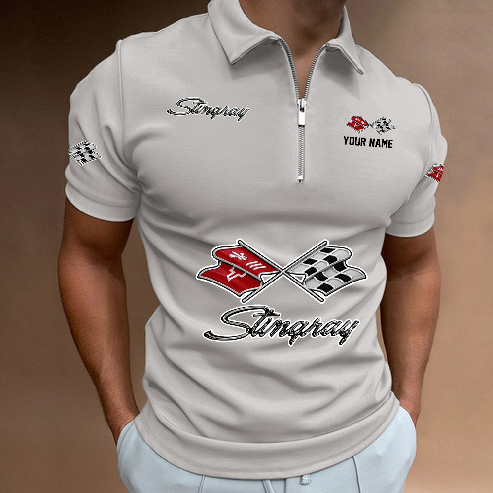 URHLPC1427 Chevrolet Corvette Man Zip Polo Shirt - Famjoys URHLPC1427 Chevrolet Corvette Man Zip Polo Shirt - Famjoys