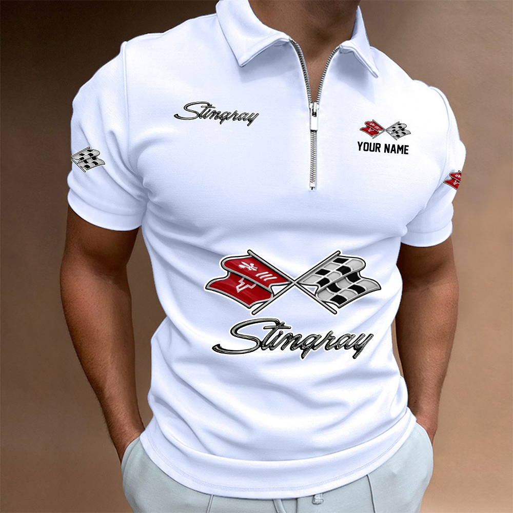 URHLPC1427 Chevrolet Corvette Man Zip Polo Shirt - Famjoys URHLPC1427 Chevrolet Corvette Man Zip Polo Shirt - Famjoys