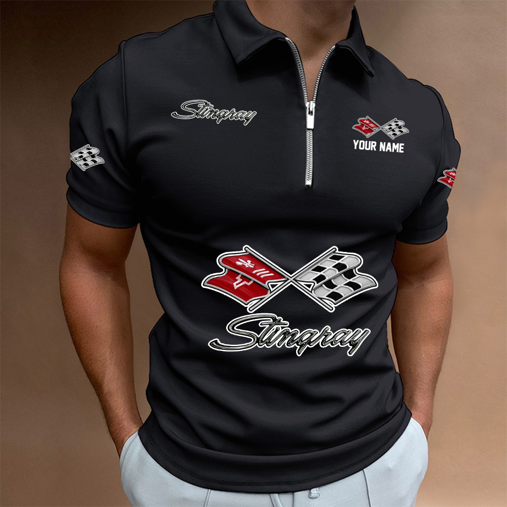 URHLPC1427 Chevrolet Corvette Man Zip Polo Shirt - Famjoys URHLPC1427 Chevrolet Corvette Man Zip Polo Shirt - Famjoys