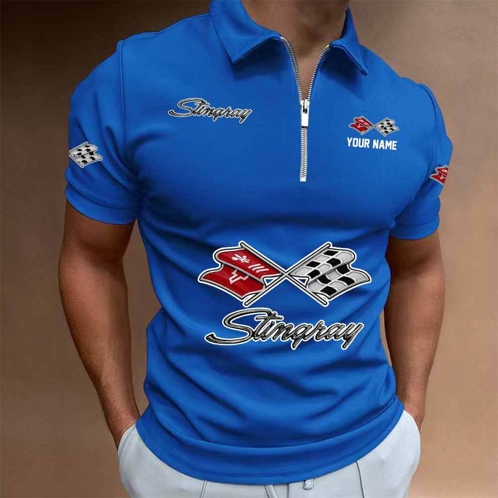 URHLPC1427 Chevrolet Corvette Man Zip Polo Shirt - Famjoys URHLPC1427 Chevrolet Corvette Man Zip Polo Shirt - Famjoys