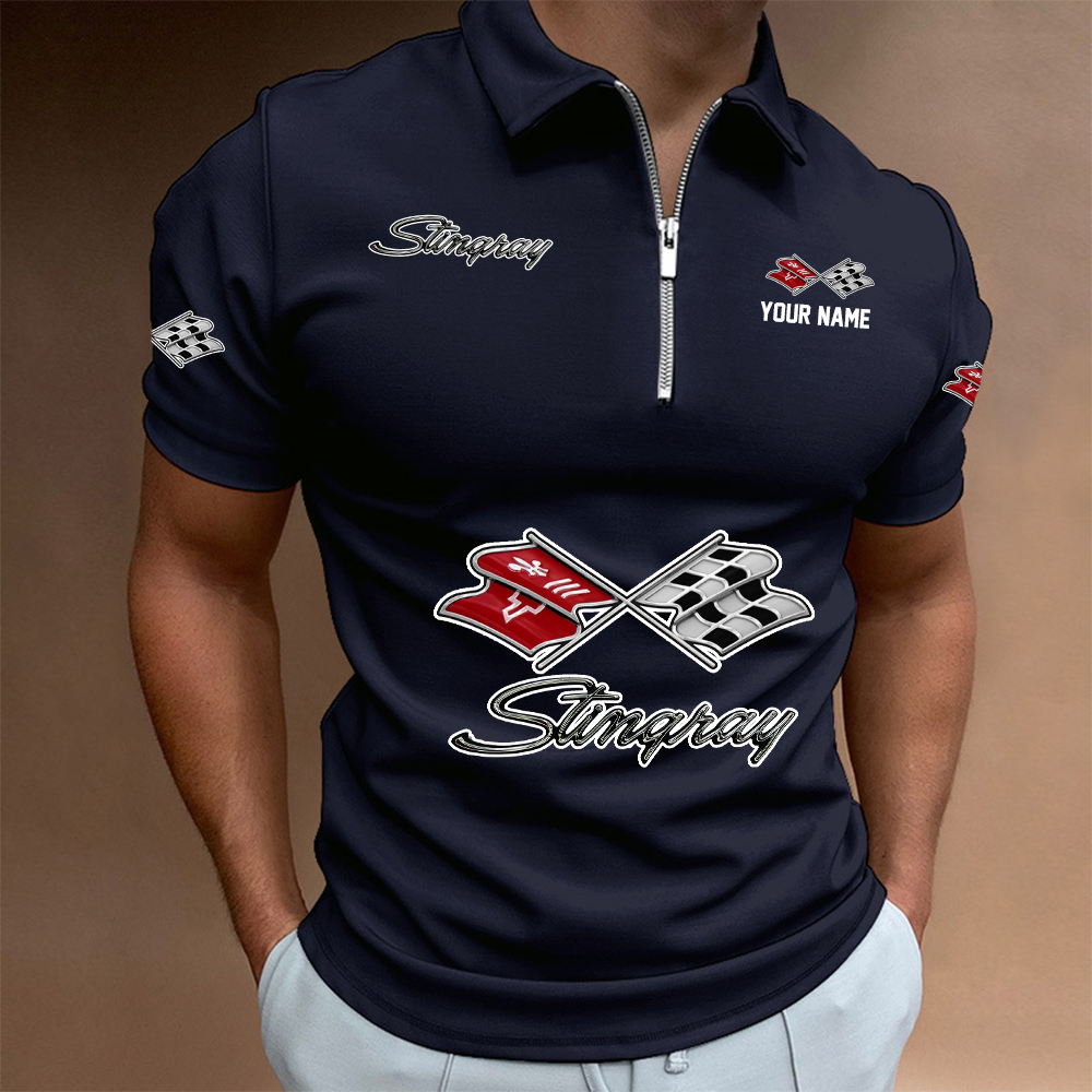 URHLPC1427 Chevrolet Corvette Man Zip Polo Shirt - Famjoys URHLPC1427 Chevrolet Corvette Man Zip Polo Shirt - Famjoys