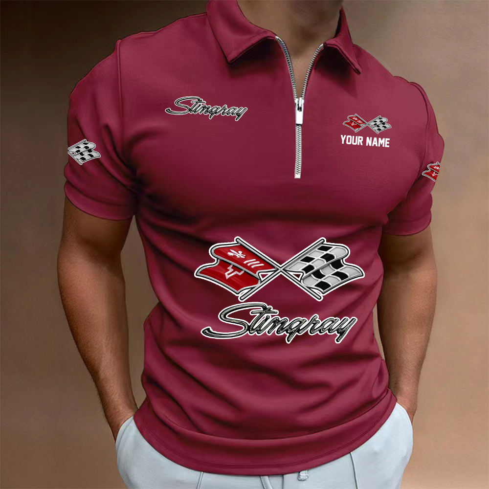 URHLPC1427 Chevrolet Corvette Man Zip Polo Shirt - Famjoys URHLPC1427 Chevrolet Corvette Man Zip Polo Shirt - Famjoys