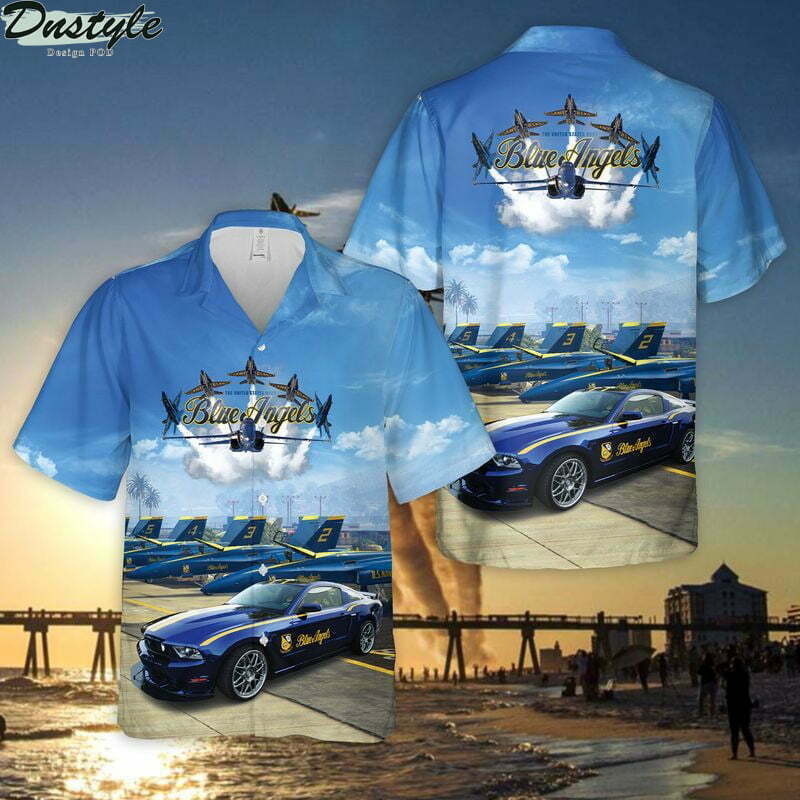 Us Navy Blue Angels Ford Mustang Gt Hawaiian Shirt - Famjoys Us Navy Blue Angels Ford Mustang Gt Hawaiian Shirt - Famjoys