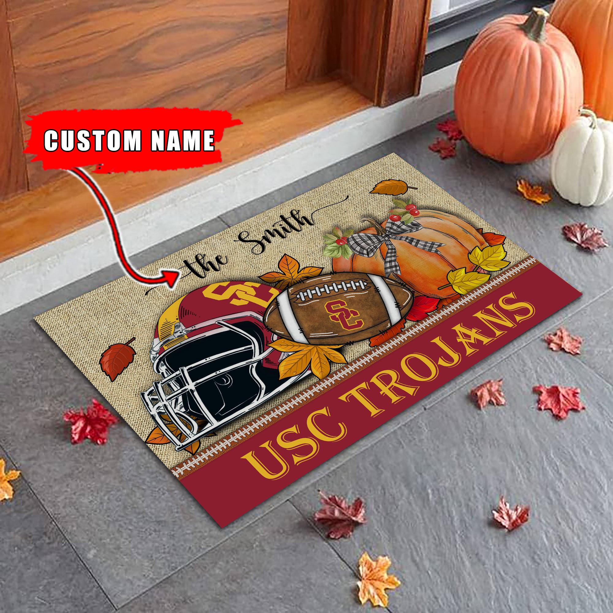 USC Trojans Fall Football Doormat - Famjoys USC Trojans Fall Football Doormat - Famjoys