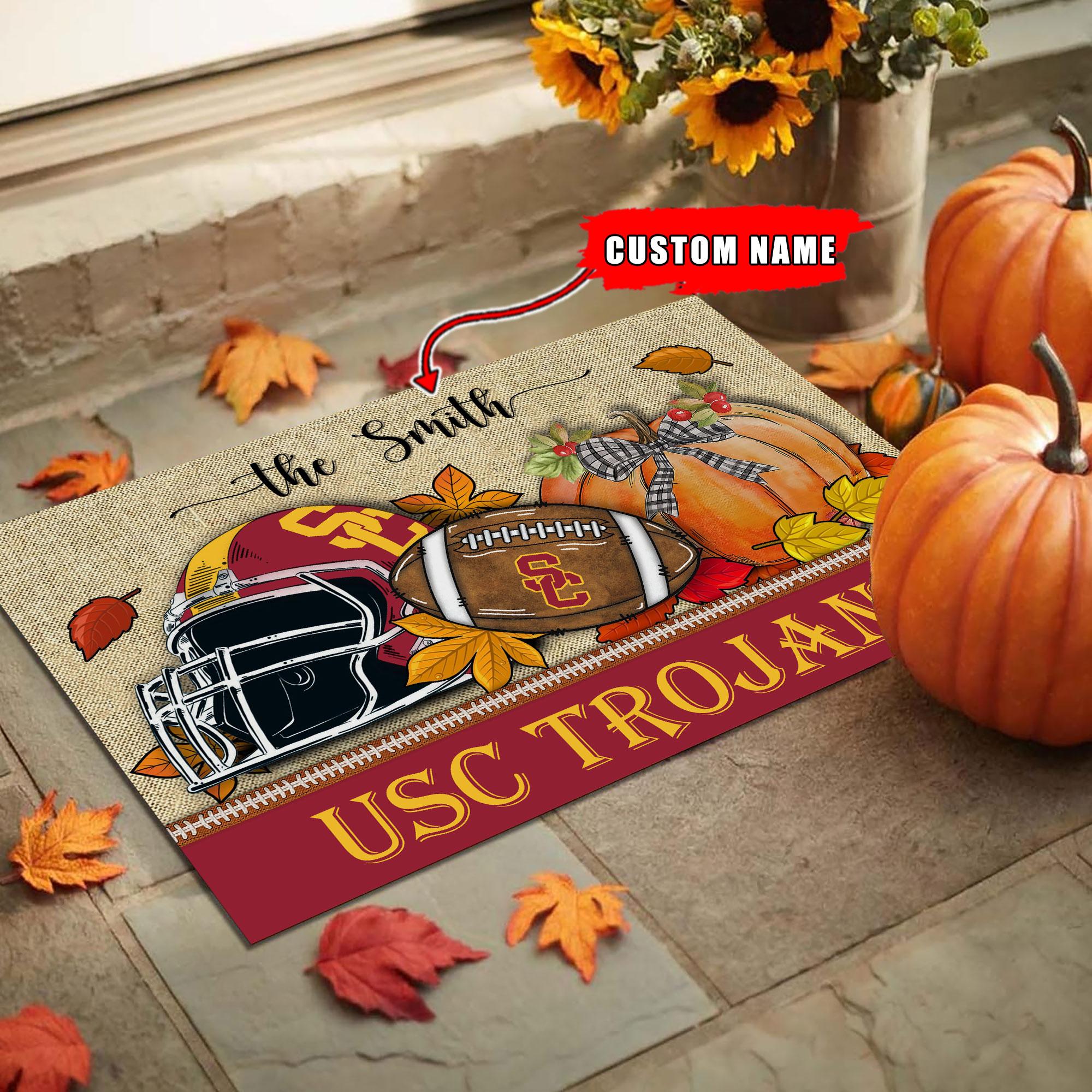 USC Trojans Fall Football Doormat - Famjoys USC Trojans Fall Football Doormat - Famjoys