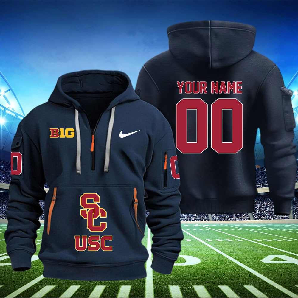 USC Trojans Football Quarter Zip Hoodie - Famjoys USC Trojans Football Quarter Zip Hoodie - Famjoys