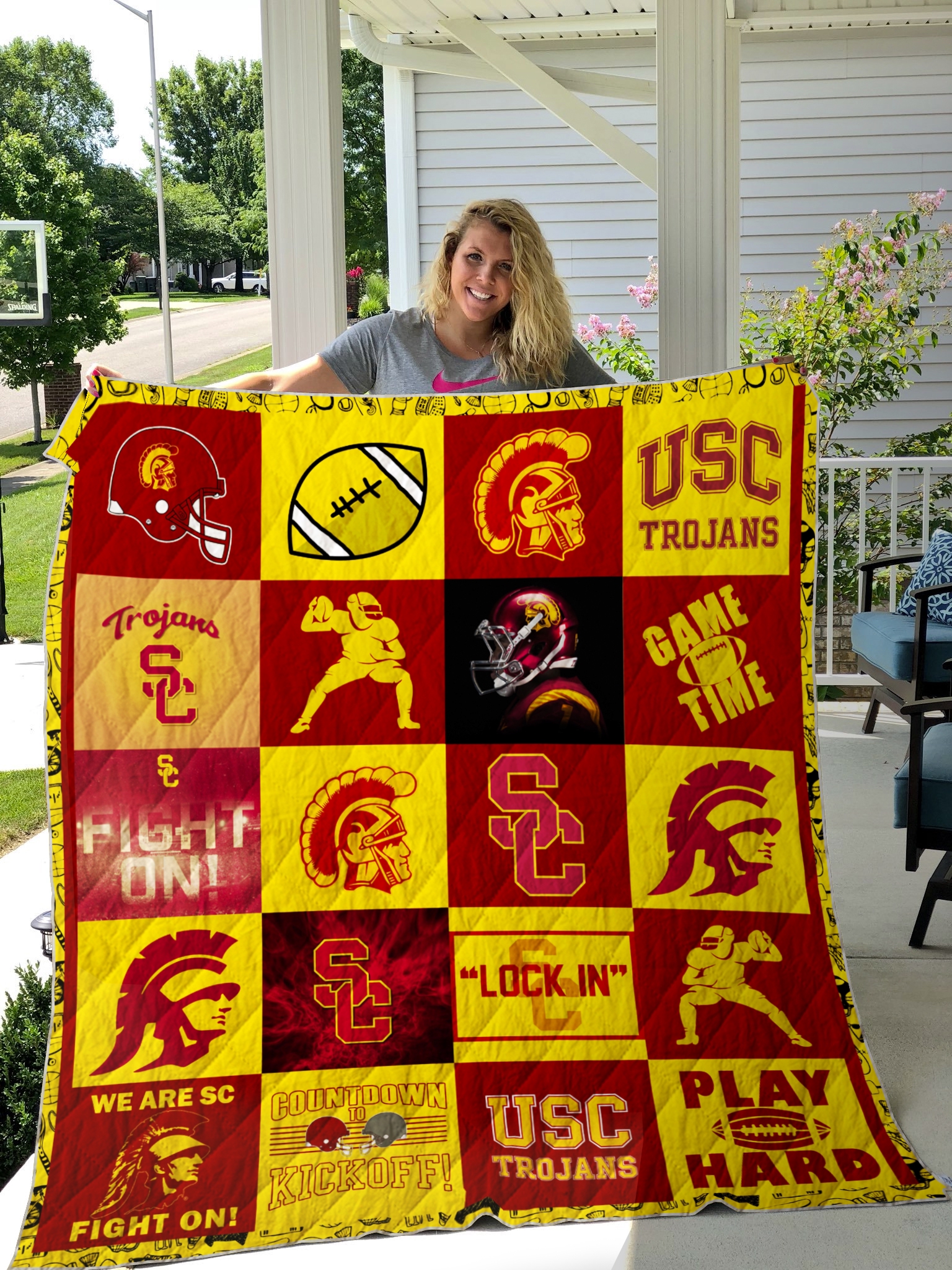 Usc Trojans Quilt Blanket - Famjoys Usc Trojans Quilt Blanket - Famjoys