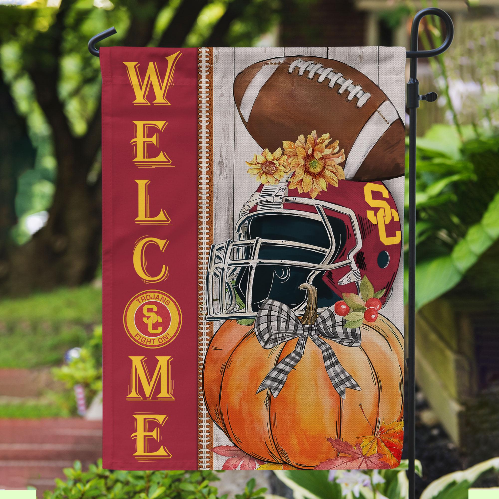 USC Trojans Welcome Fall Football Garden Flag – Double Sided Printed - Famjoys USC Trojans Welcome Fall Football Garden Flag – Double Sided Printed - Famjoys