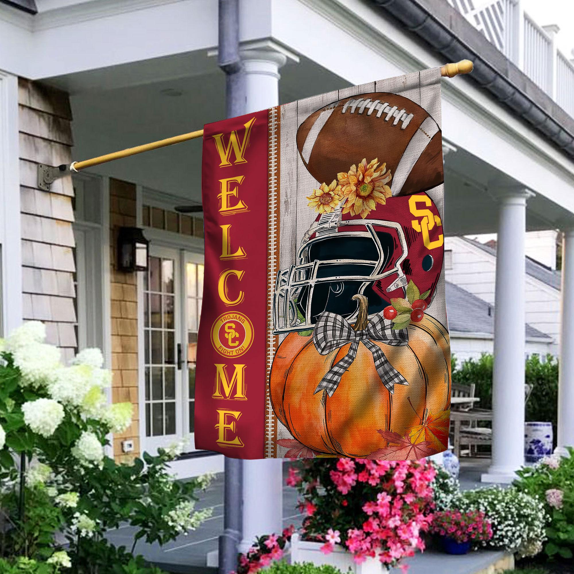 USC Trojans Welcome Fall Football Garden Flag – Double Sided Printed - Famjoys USC Trojans Welcome Fall Football Garden Flag – Double Sided Printed - Famjoys