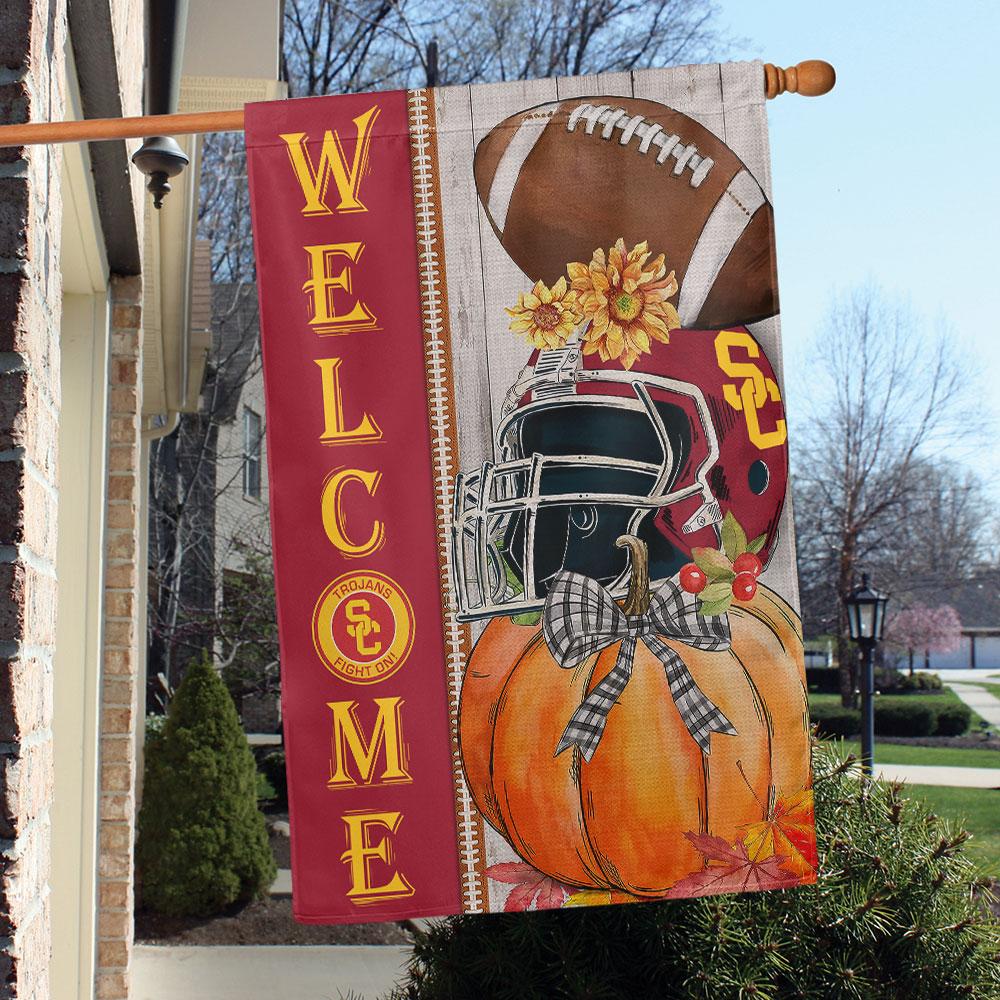 USC Trojans Welcome Fall Football Garden Flag – Double Sided Printed - Famjoys USC Trojans Welcome Fall Football Garden Flag – Double Sided Printed - Famjoys