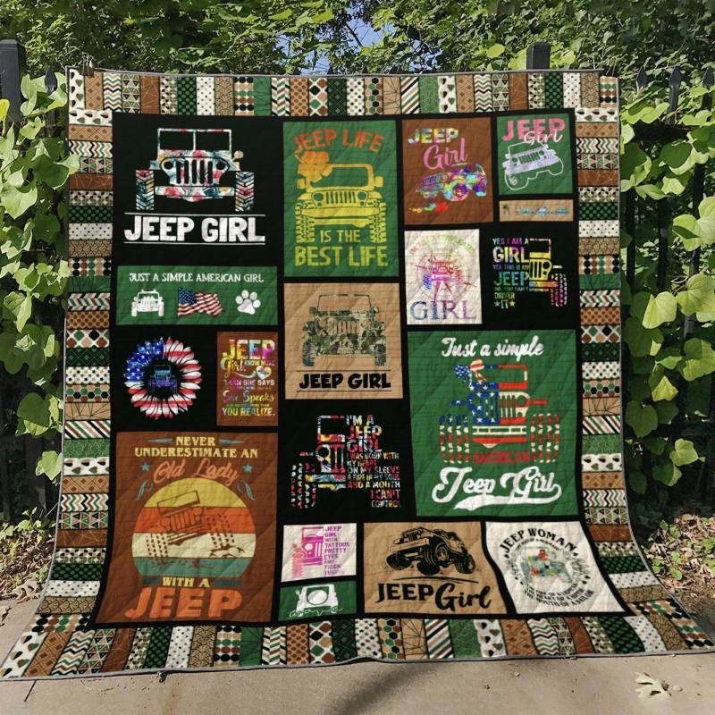 ust A Simple Jeep Girl Quilt Blanket - Famjoys ust A Simple Jeep Girl Quilt Blanket - Famjoys