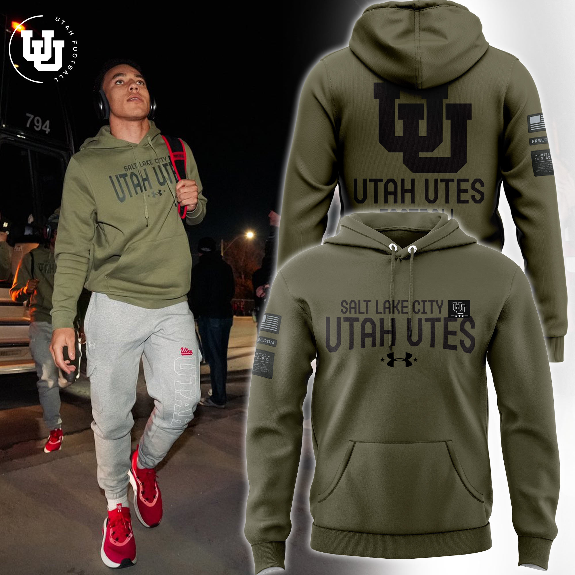 Utah Football Camo Salute to Service Club Fleece Pullover Hoodie - Famjoys Utah Football Camo Salute to Service Club Fleece Pullover Hoodie - Famjoys
