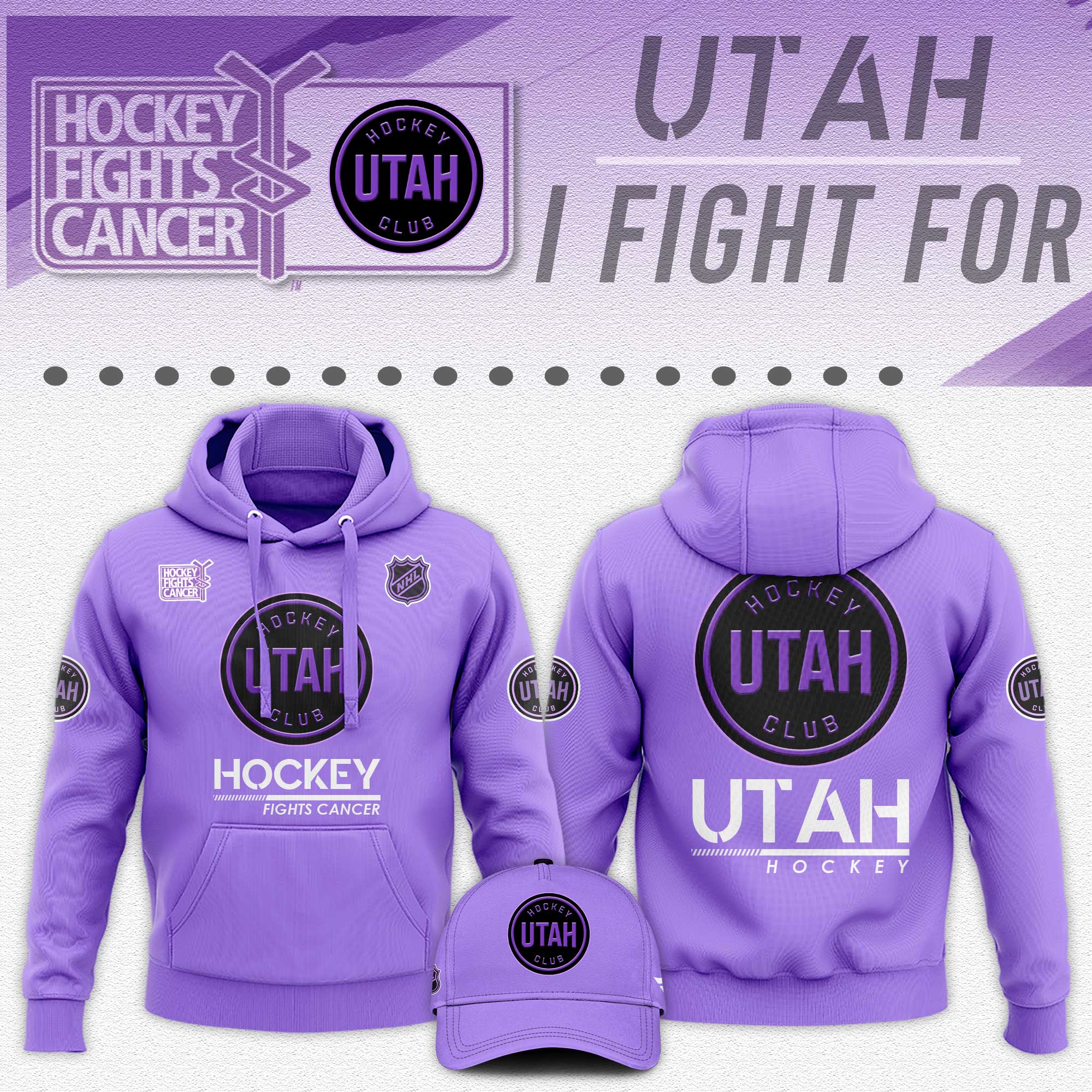 Utah Hockey Fights Cancer Unisex Hoodie - Famjoys Utah Hockey Fights Cancer Unisex Hoodie - Famjoys
