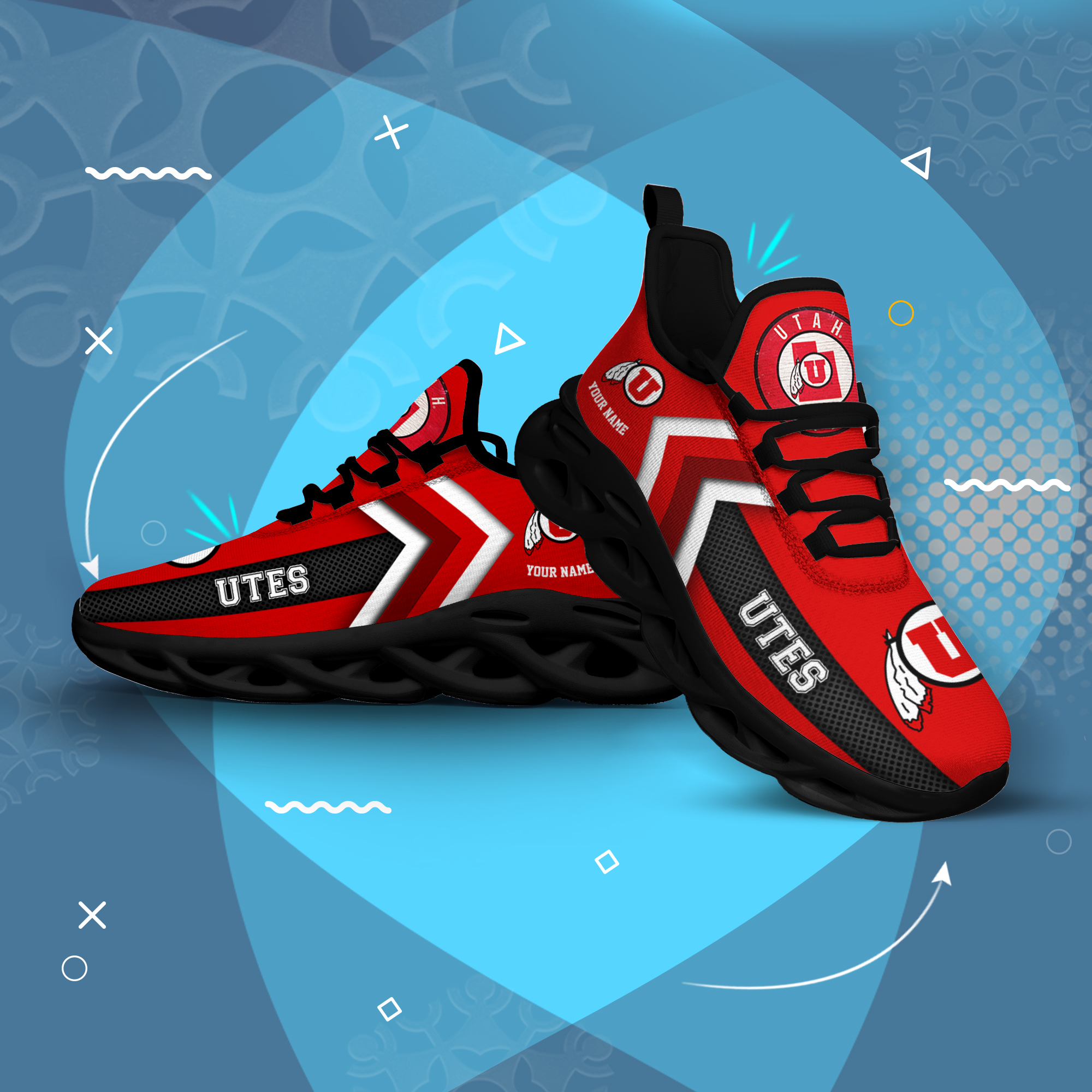 Utah Utes Personalized Custom Name Max Soul Shoes DS003 - Famjoys Utah Utes Personalized Custom Name Max Soul Shoes DS003 - Famjoys