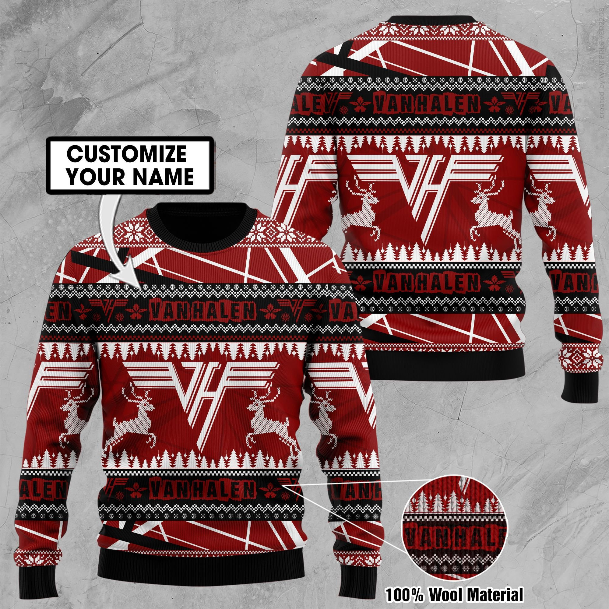 Van Halen Deer Christmas Sweater - Famjoys Van Halen Deer Christmas Sweater - Famjoys