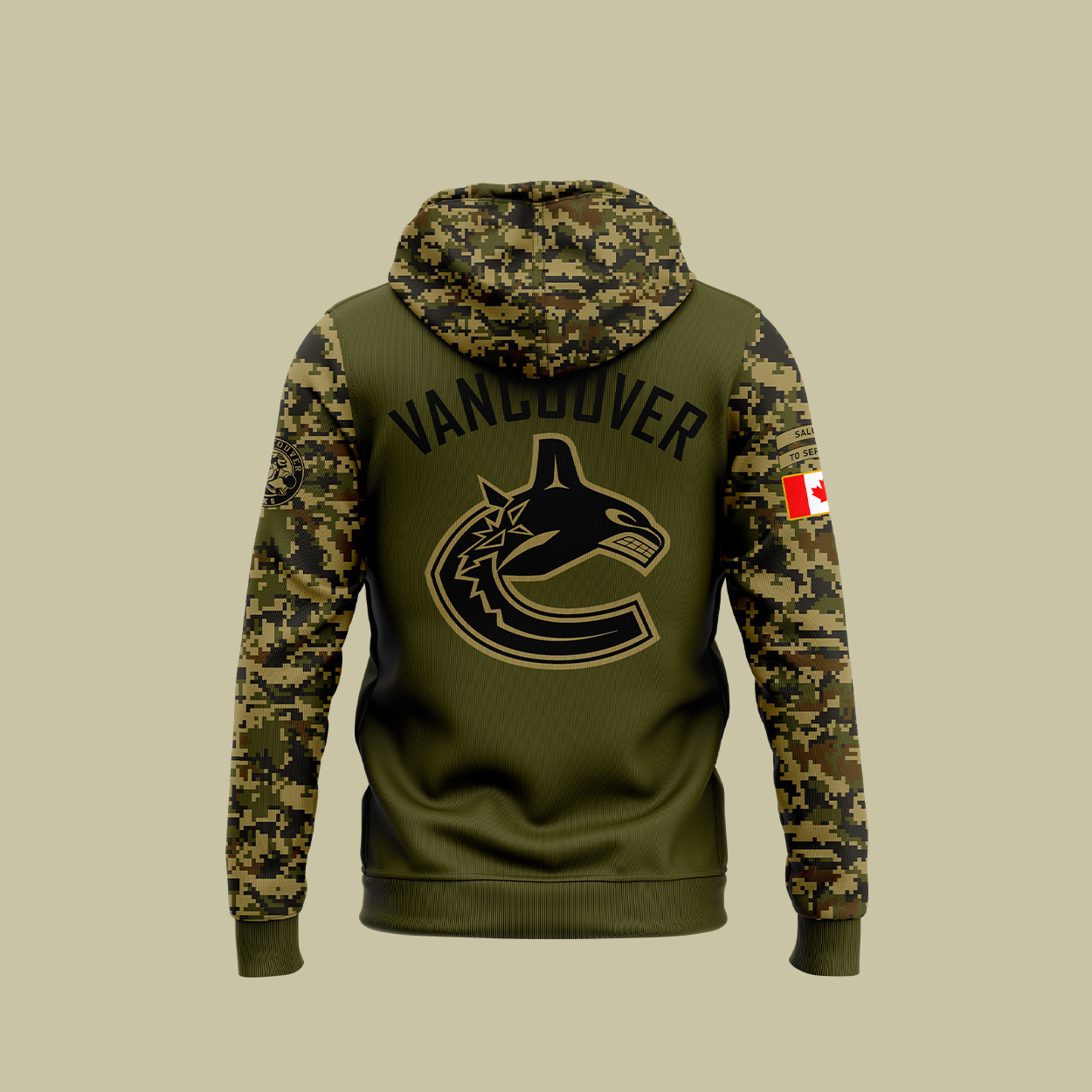 Vancouver Canucks Camo Salute to Service Premium Club Fleece Pullover Hoodie - Famjoys Vancouver Canucks Camo Salute to Service Premium Club Fleece Pullover Hoodie - Famjoys