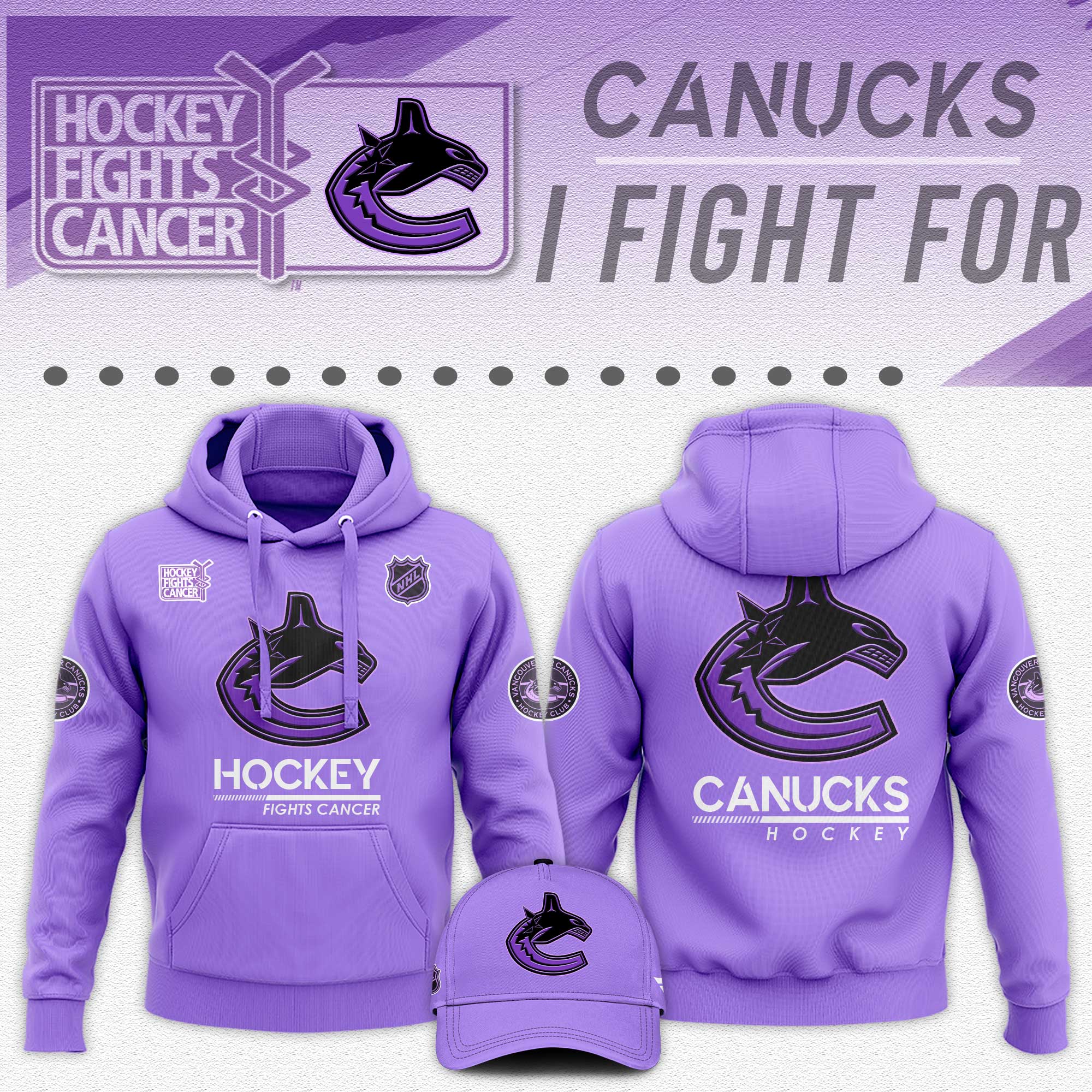 Vancouver Canucks Hockey Fights Cancer Unisex Hoodie - Famjoys Vancouver Canucks Hockey Fights Cancer Unisex Hoodie - Famjoys